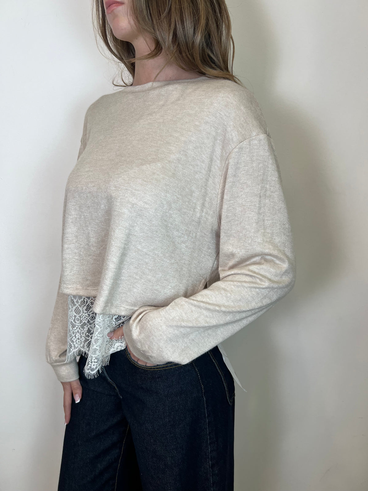 Maglia scatola fondo pizzo - Haveone