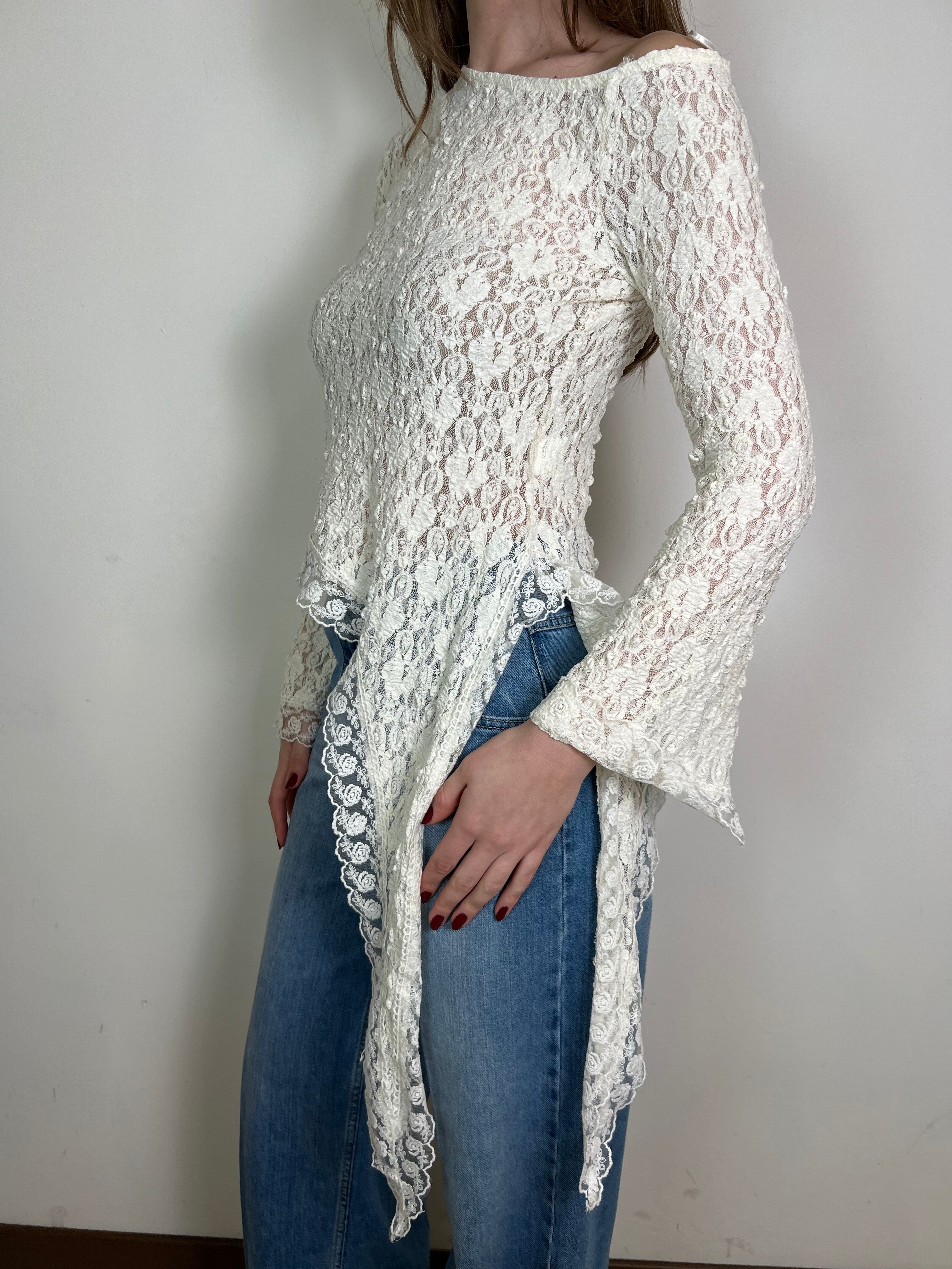 Blusa pizzo asimmetrica punte - Haveone