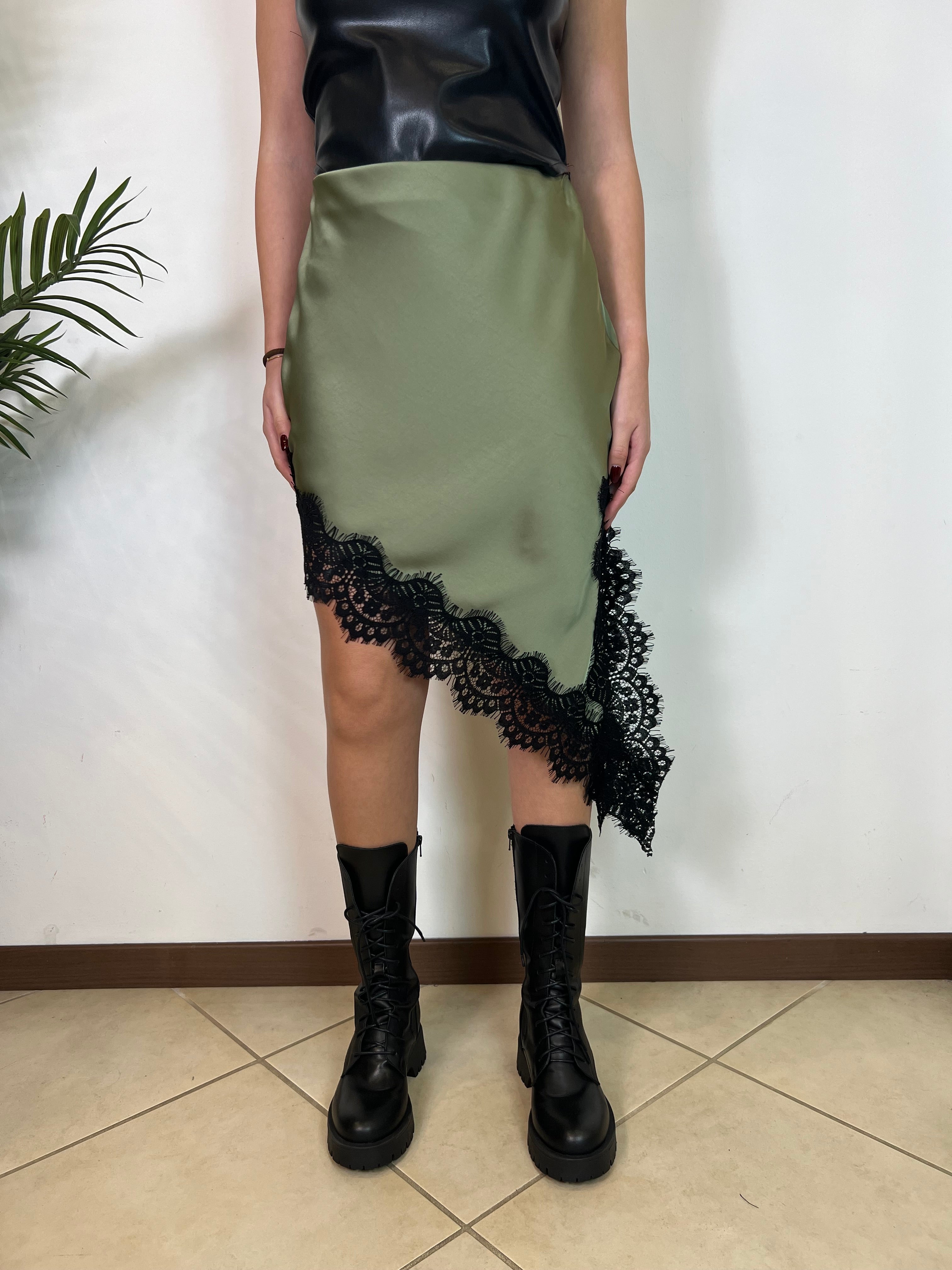 Gonna asimmetrica spacco pizzo - Haveone