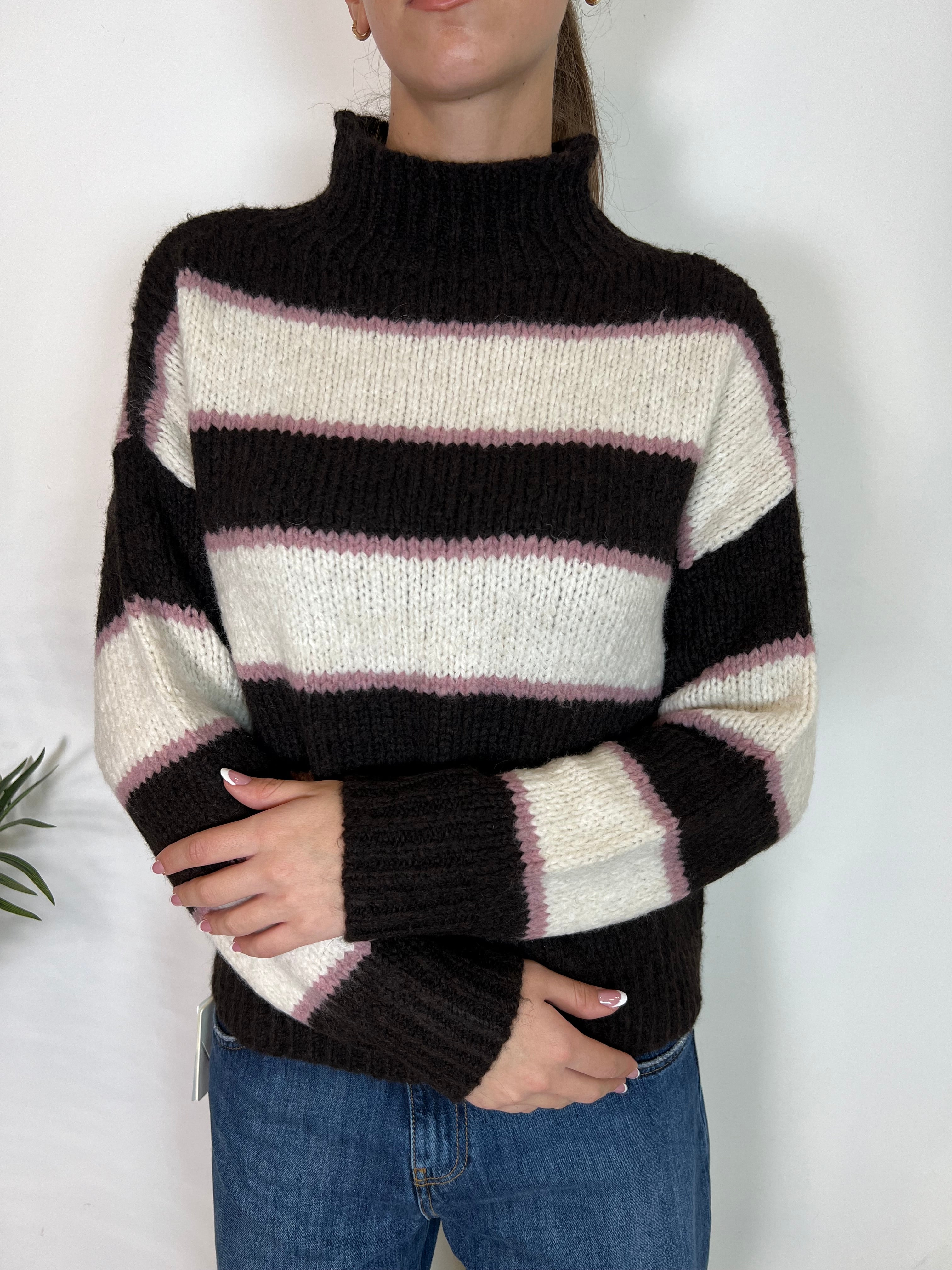 Maglia collo in piedi a righe - TensioneIn