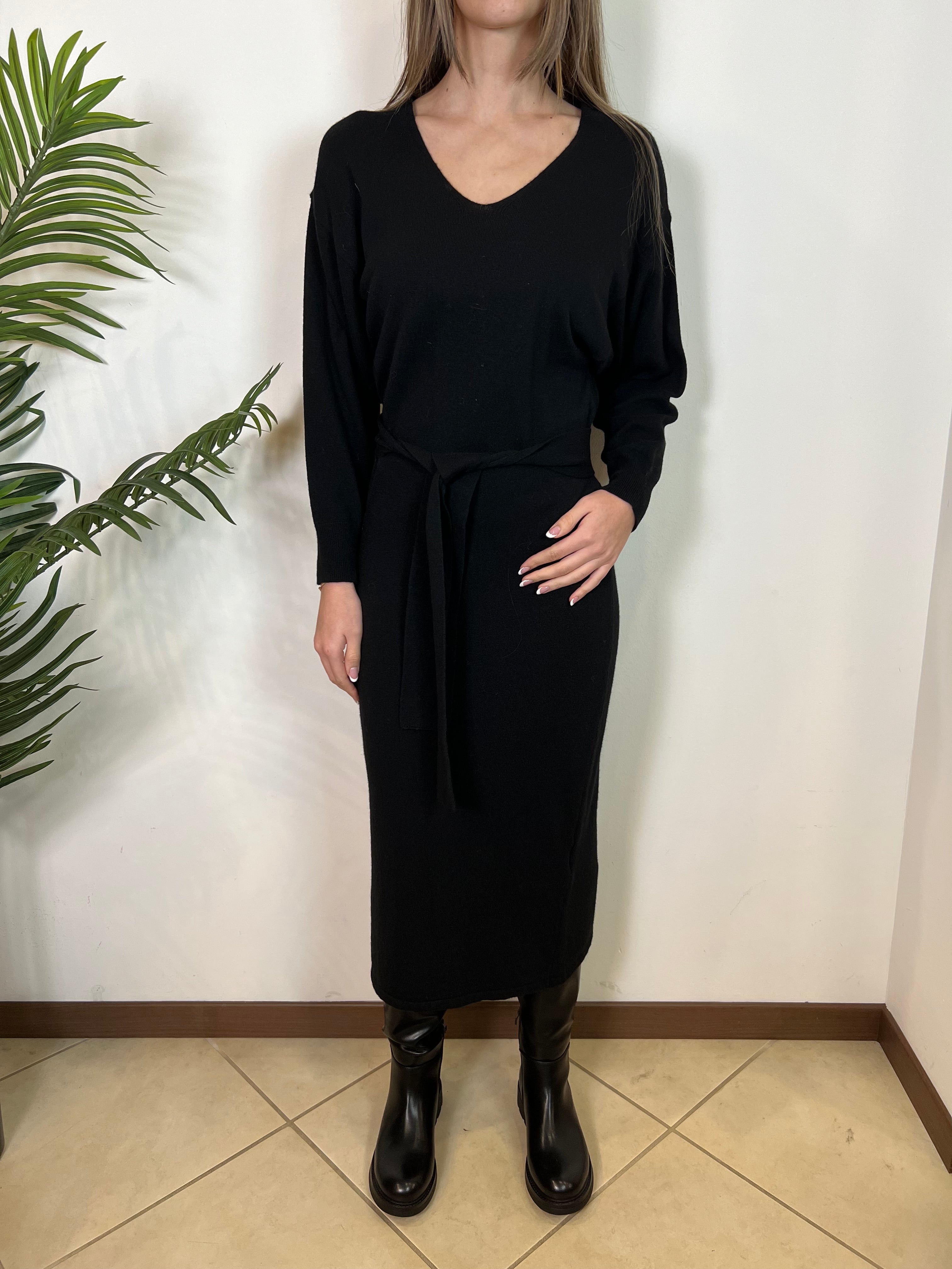 Abito lungo in maglia con sciarpa - Vicolo