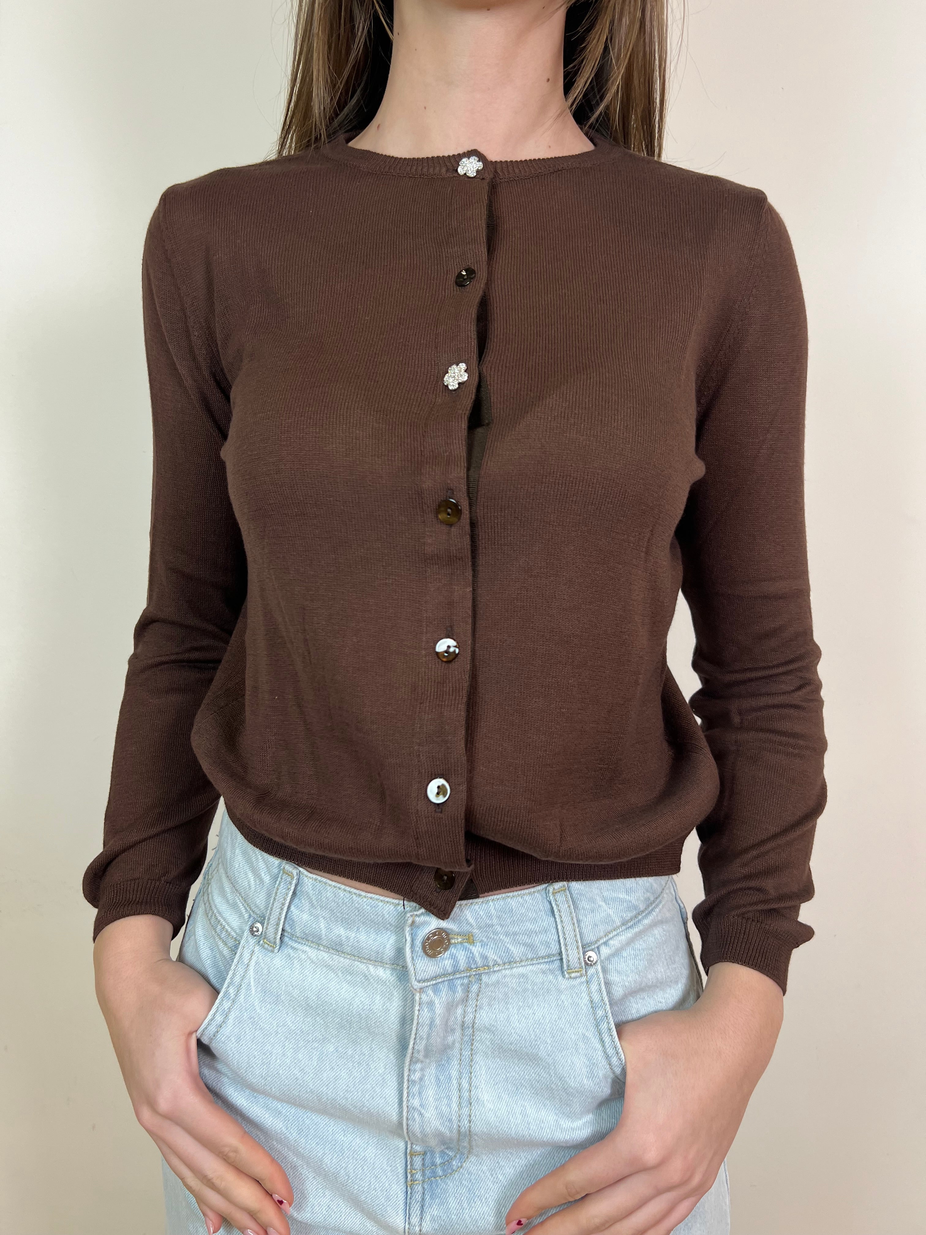 Cardigan girocollo bottoncini gioiello - Vicolo