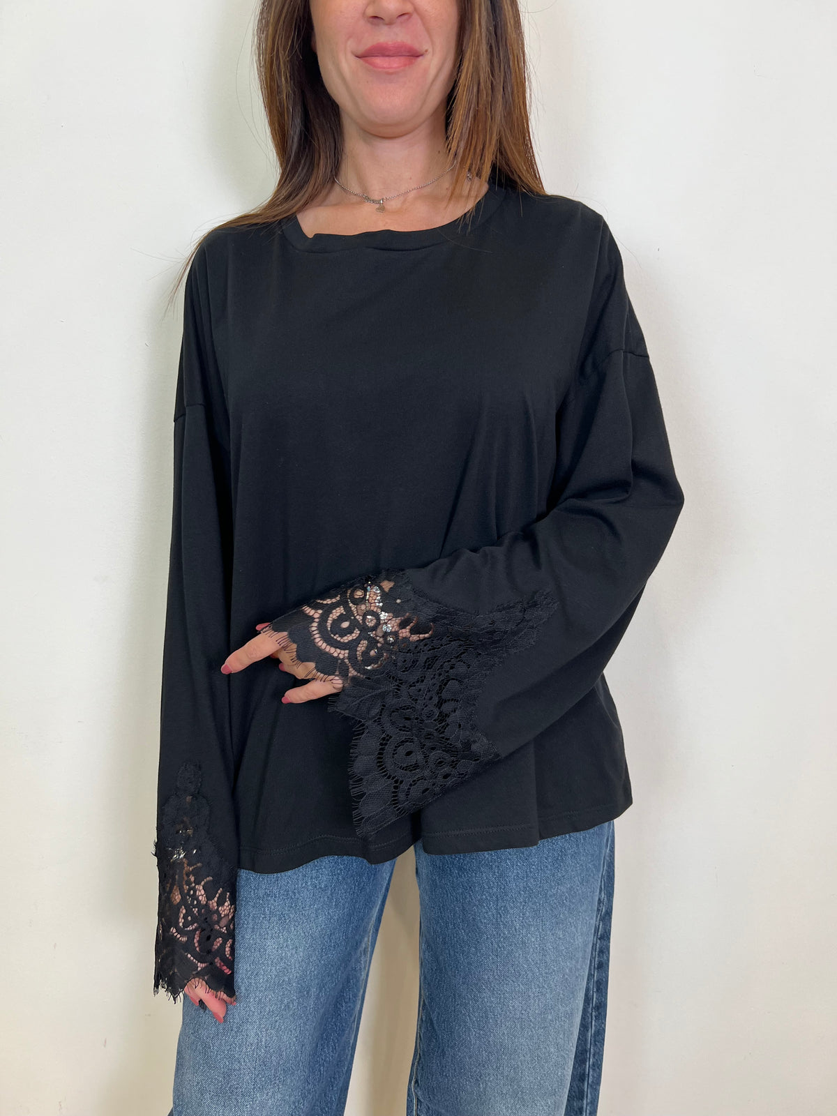 T-shirt manica ampia pizzo - Tensione In
