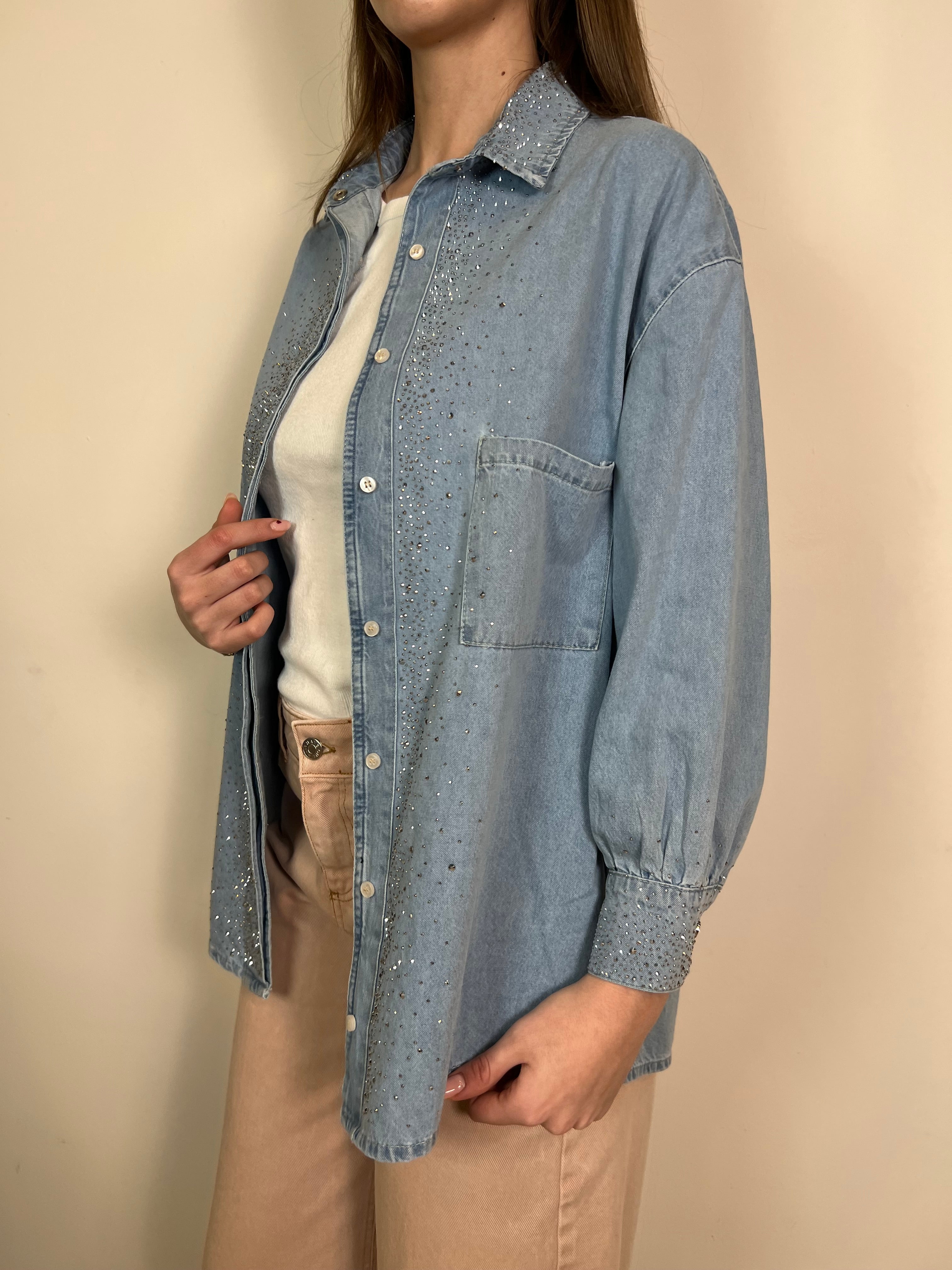 Camicia jeans strass - Haveone