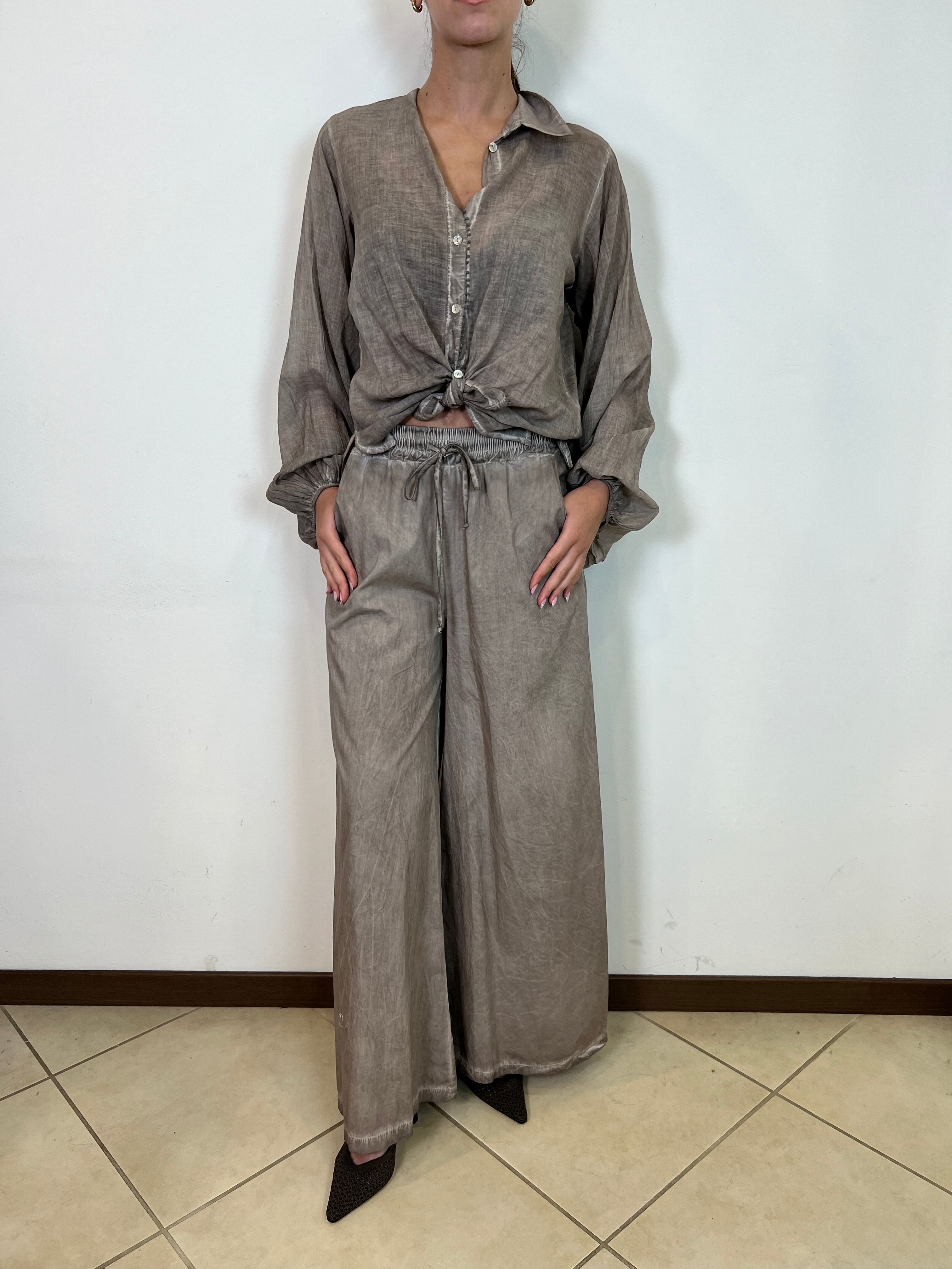 Pantalone stone largo con elastico - Haveone