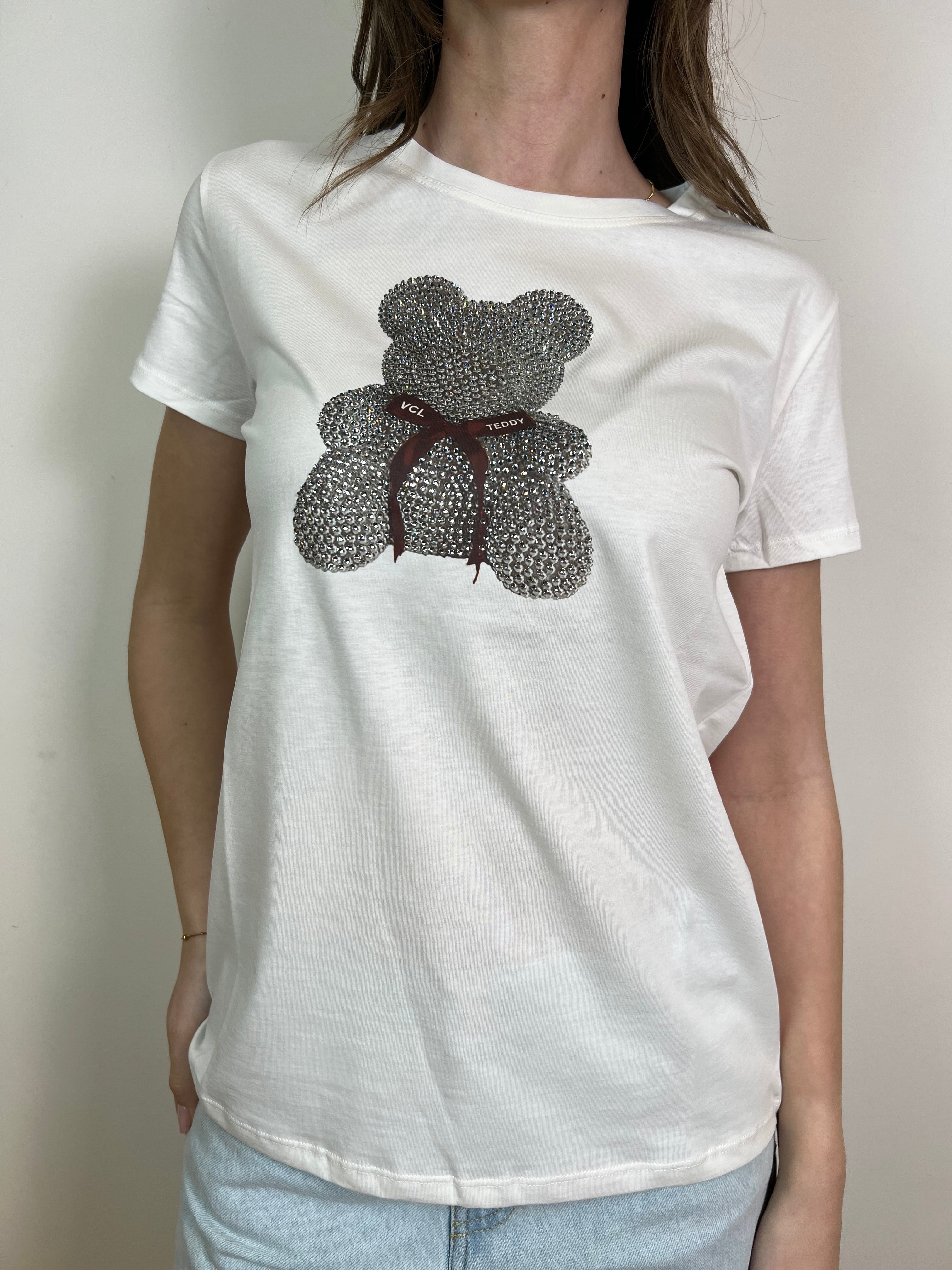 T-shirt orsetto strass e fiocco - Vicolo