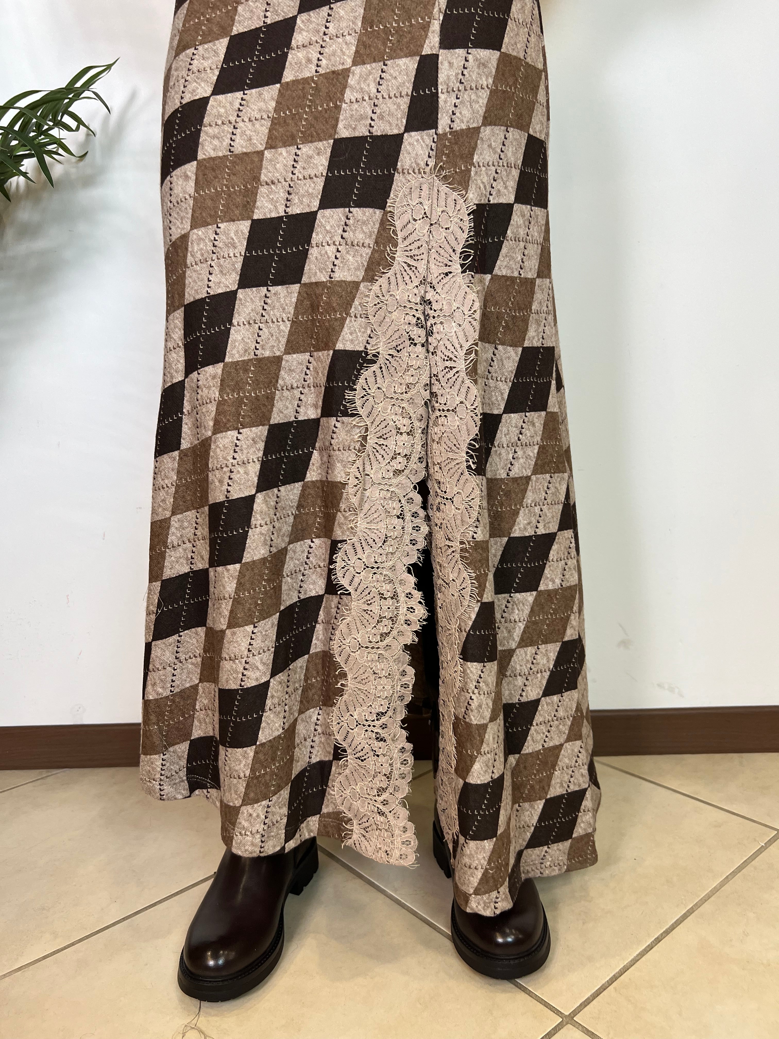 Gonna lunga rombi spacco pizzo - Haveone