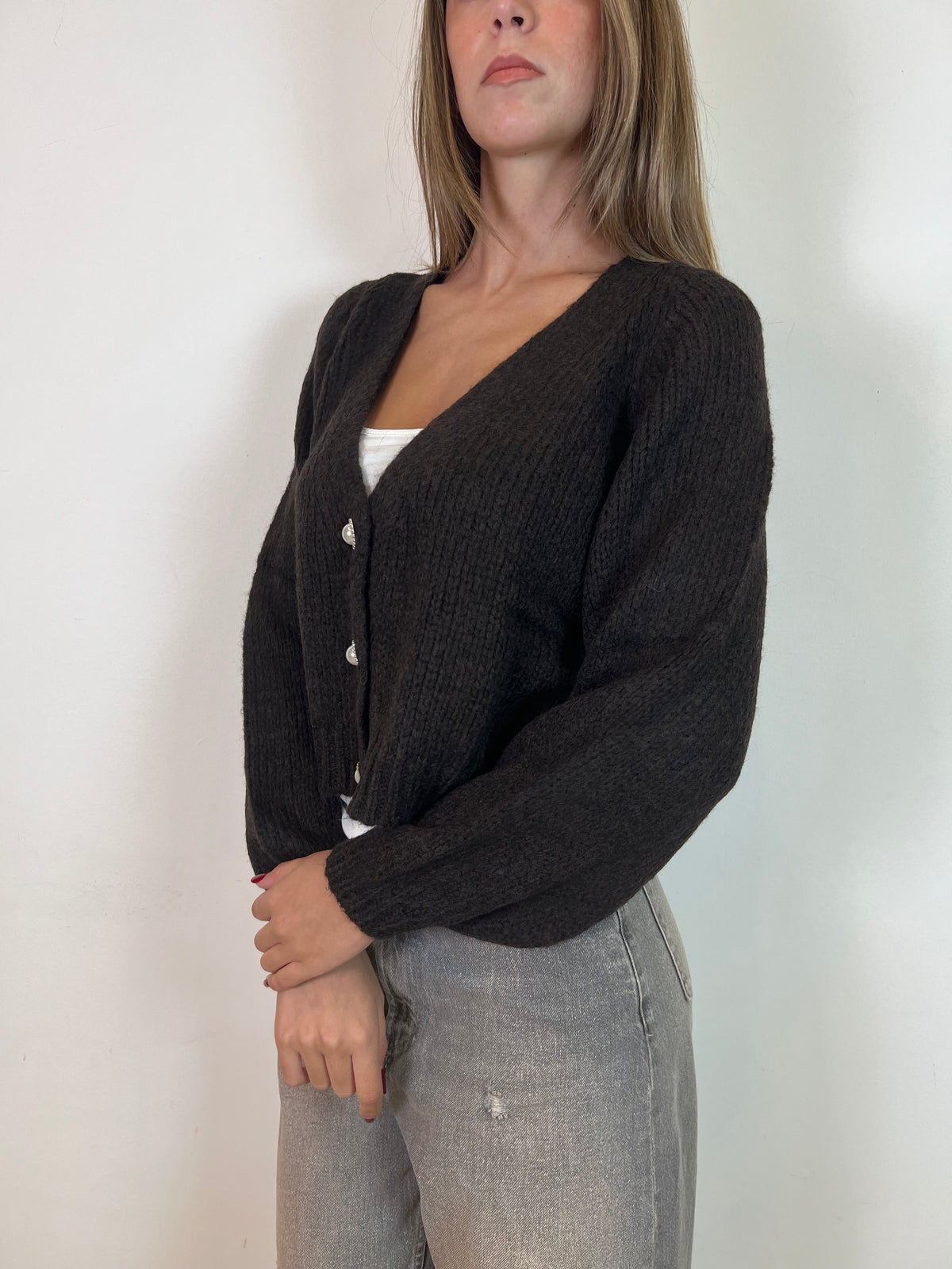 Cardigan bottone gioiello - Haveone