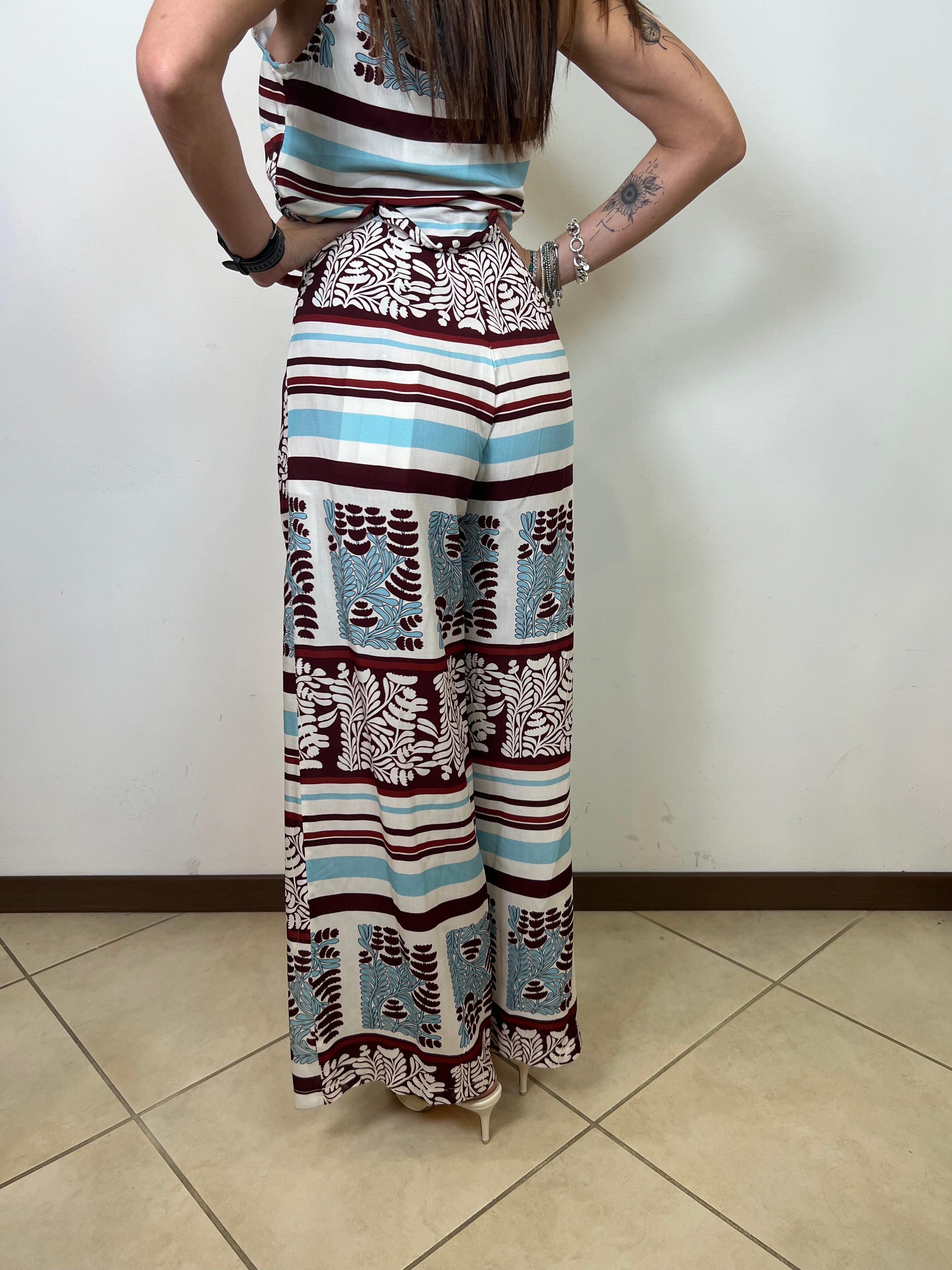 Pantalone fantasia celeste nodo davanti - Haveone