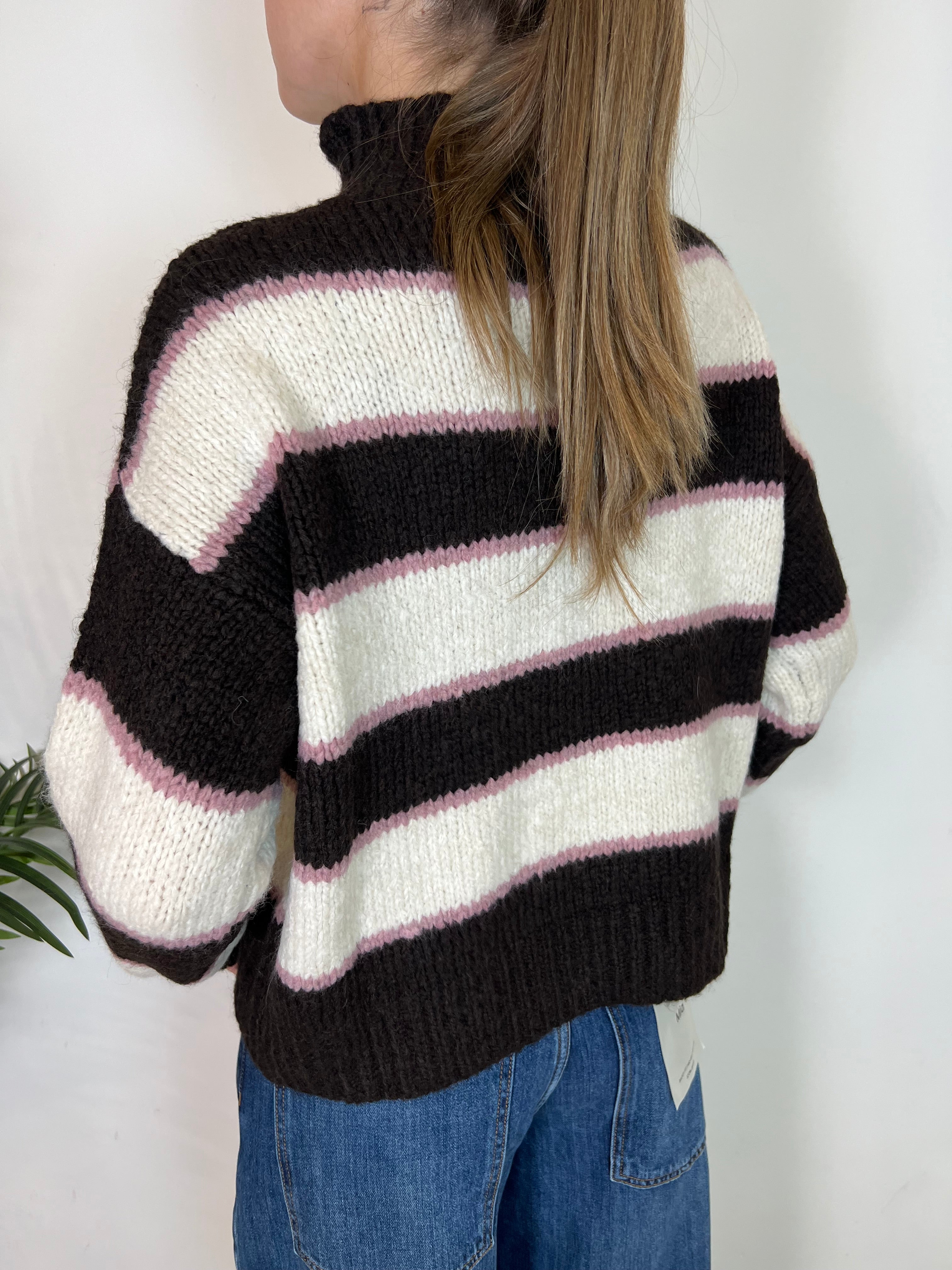 Maglia collo in piedi a righe - TensioneIn