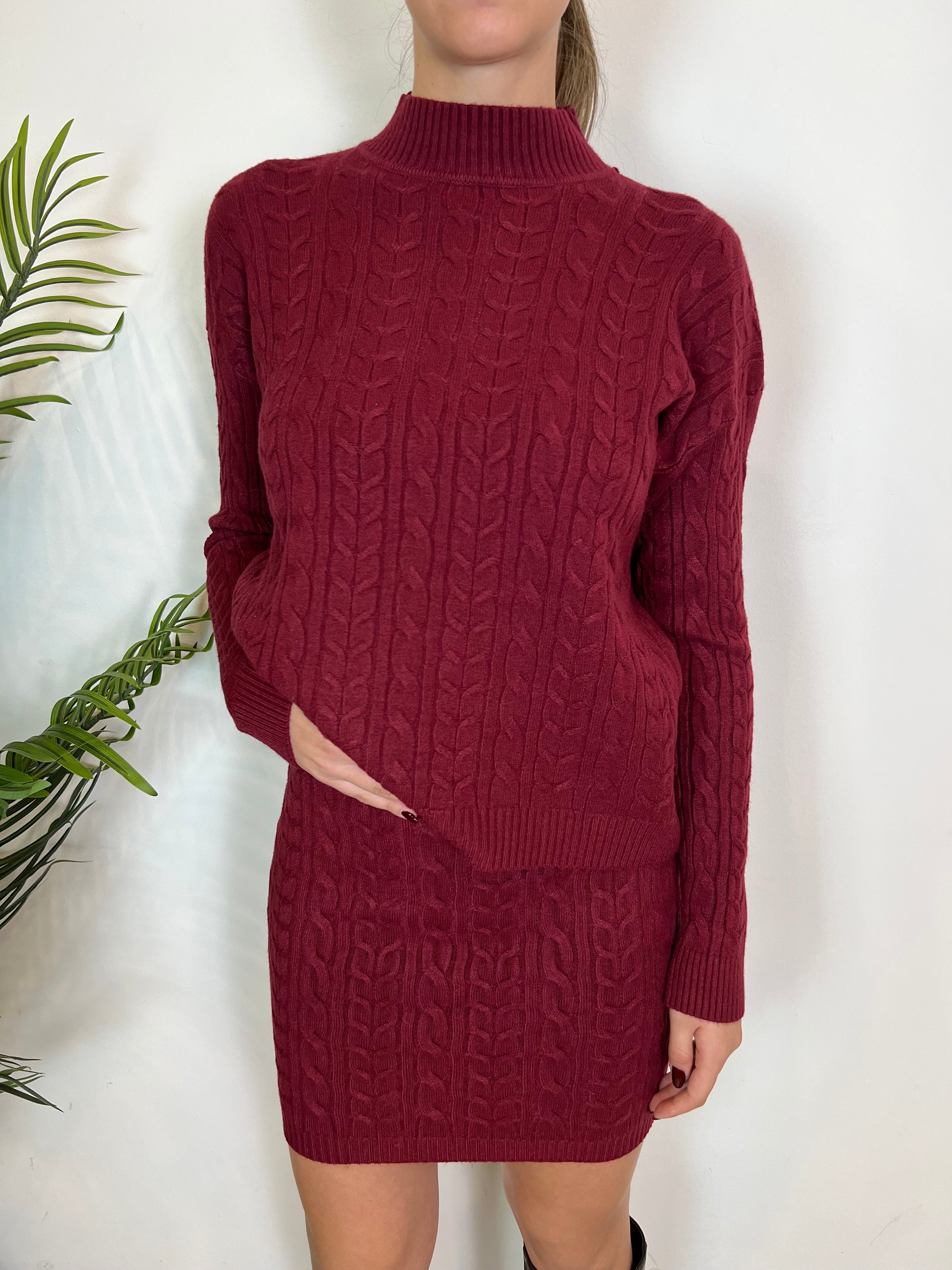 Coordinato maglia treccia e gonna - Haveone