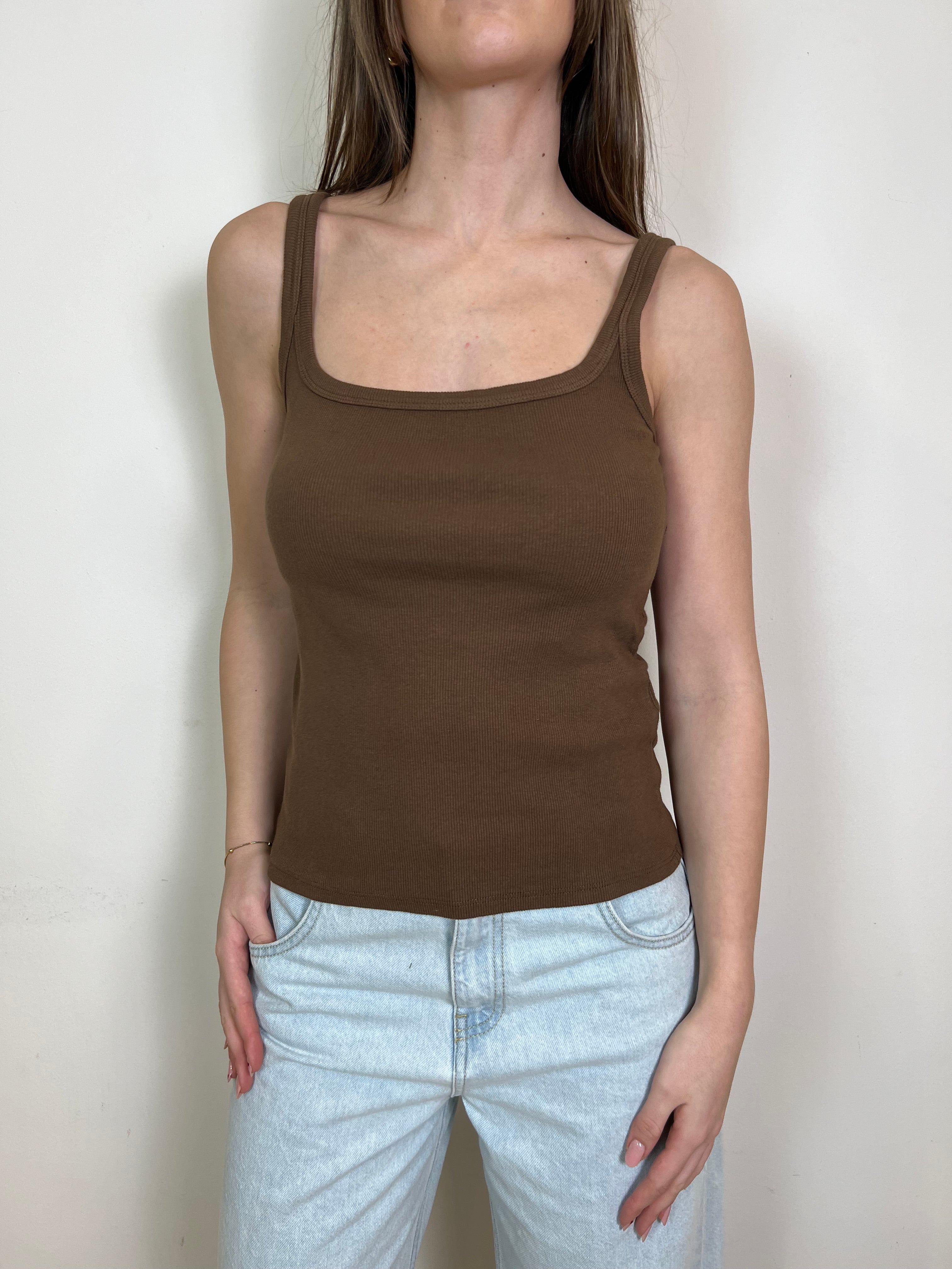 Canotta costina scollo quadro - Haveone