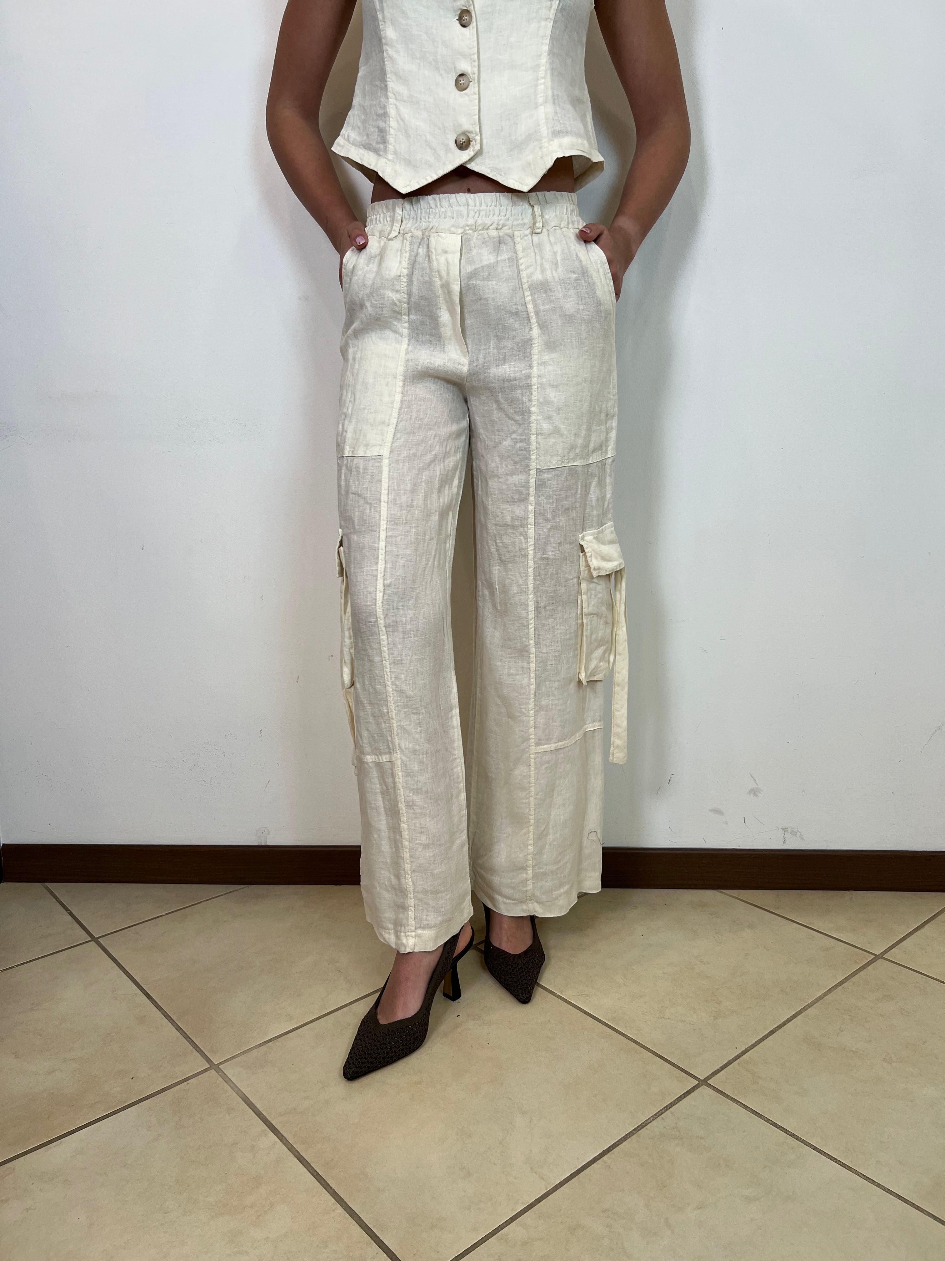 Pantalone cargo lino - Haveone