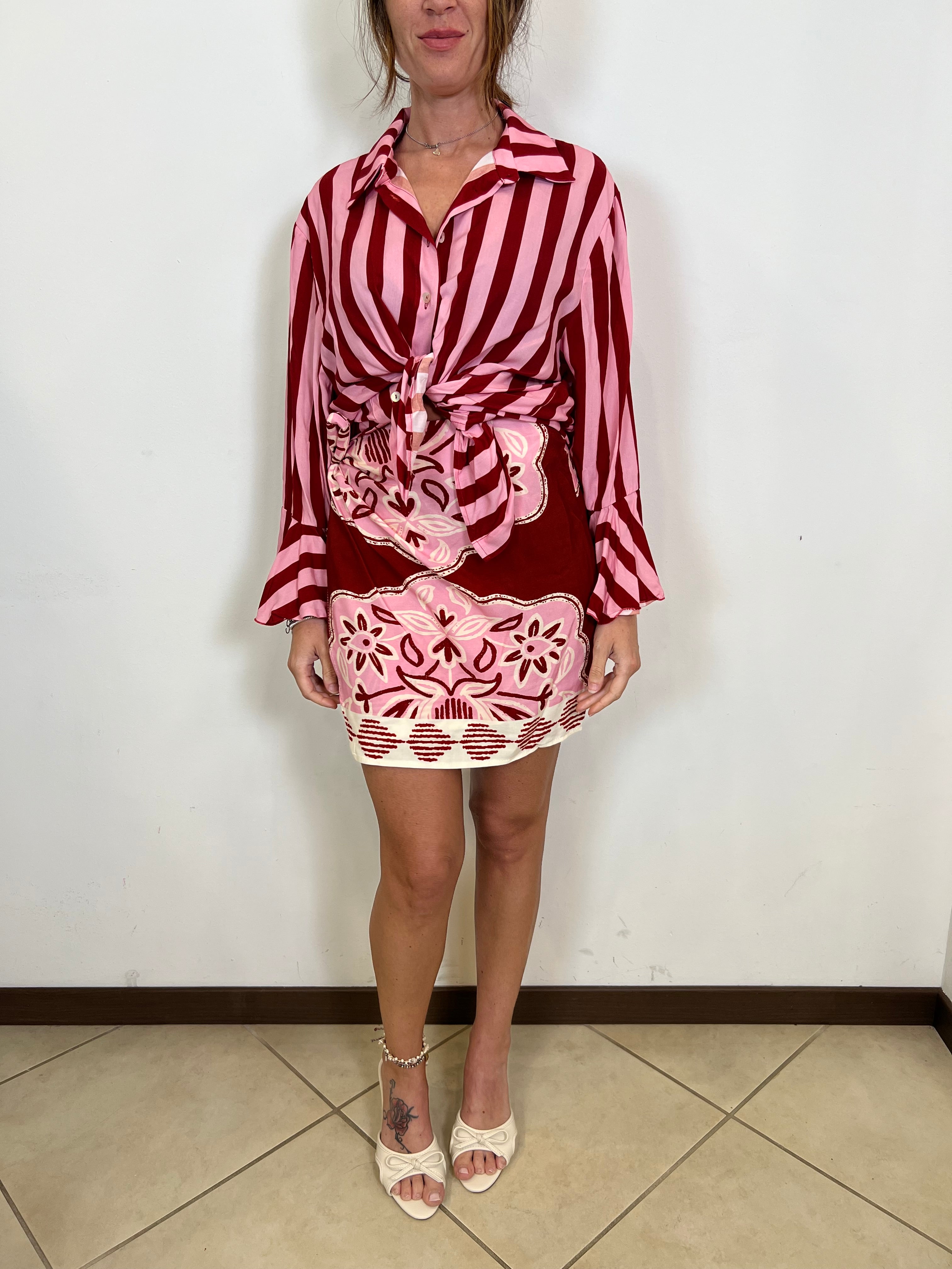 Coordinato camicia gonna pareo rosa - Vicolo