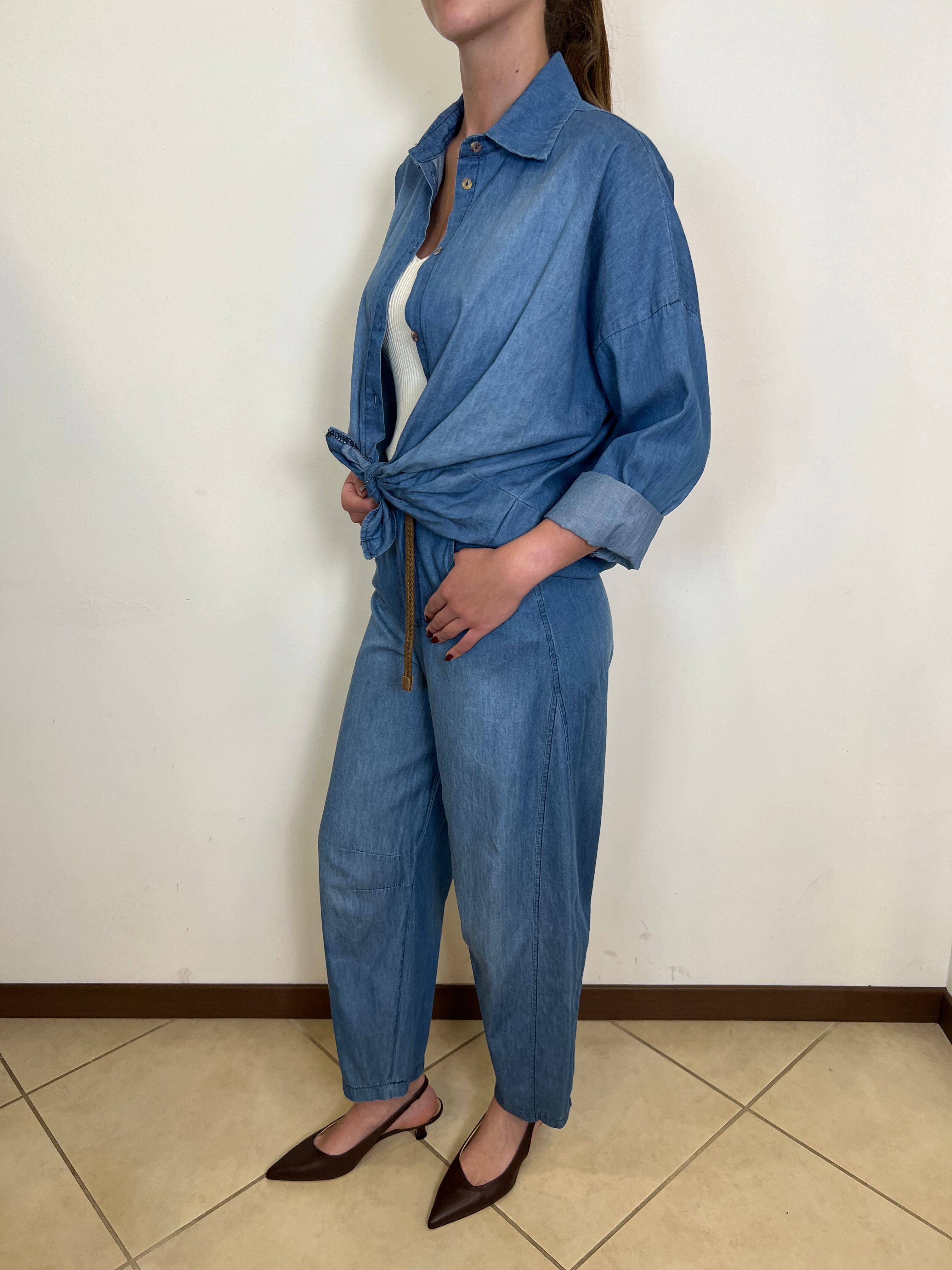 Pantalone barrel chambray - Haveone
