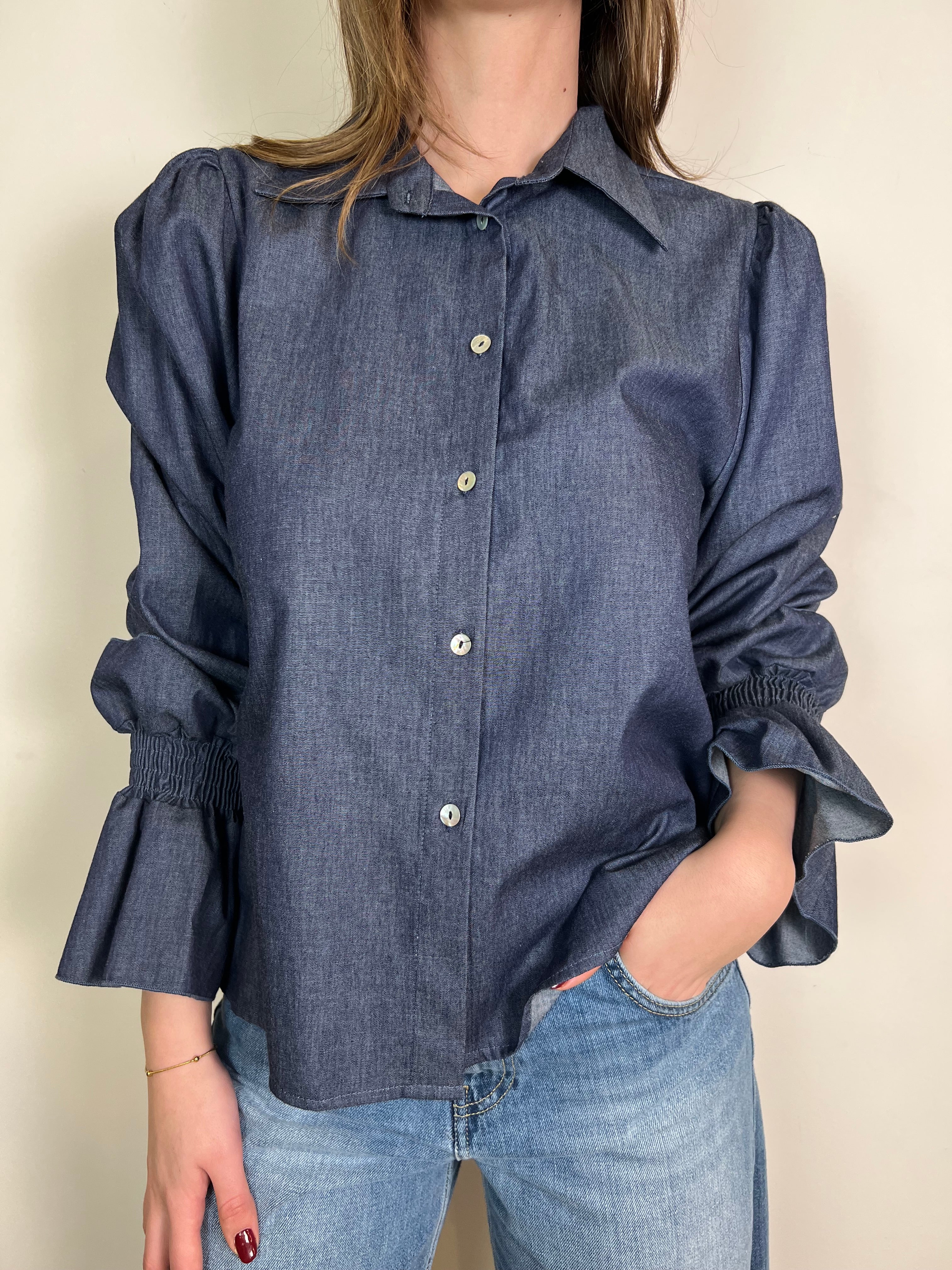 Camicia chambray polso arricciato - Haveone