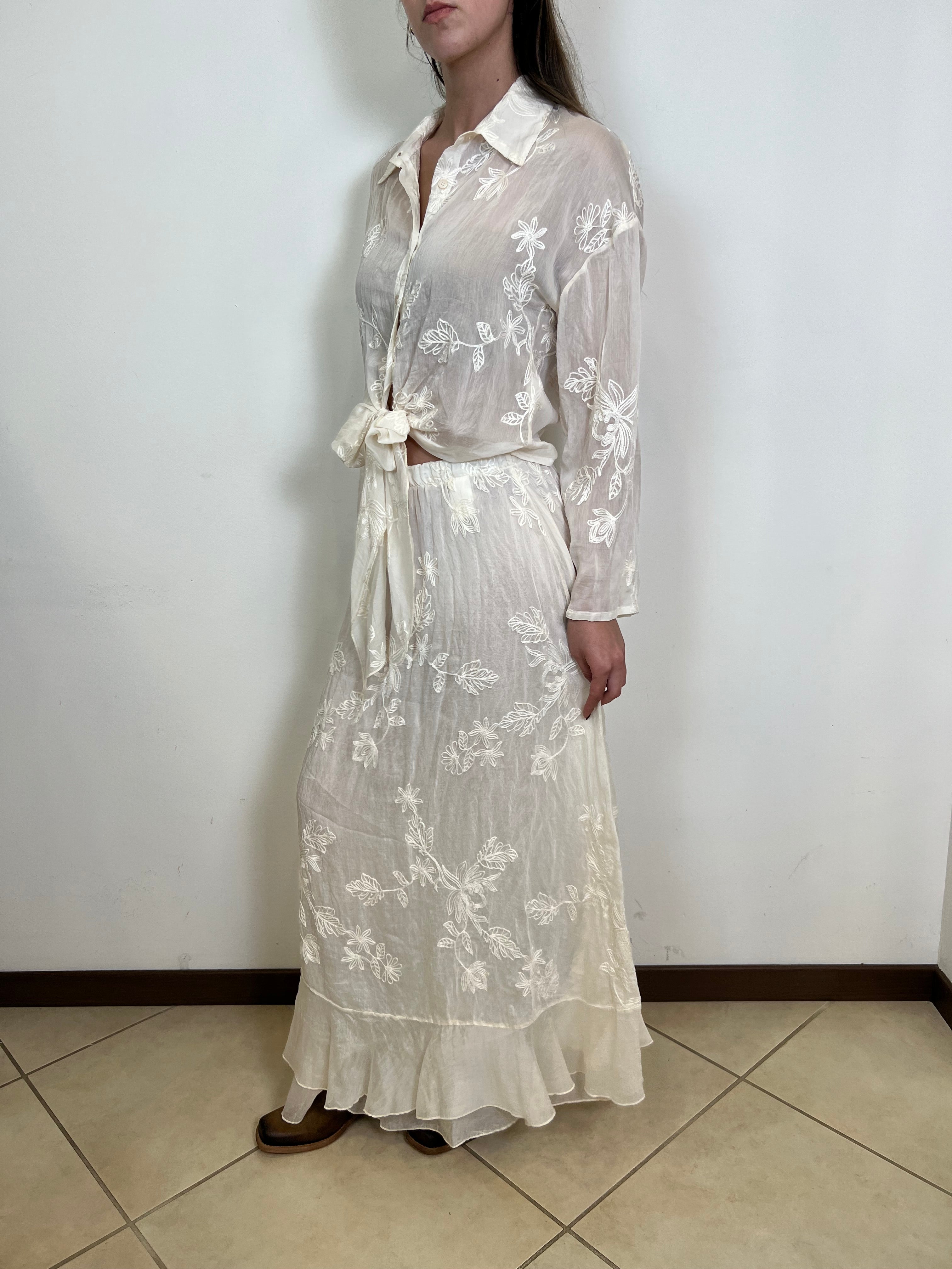 Camicia voile ricami - Haveone