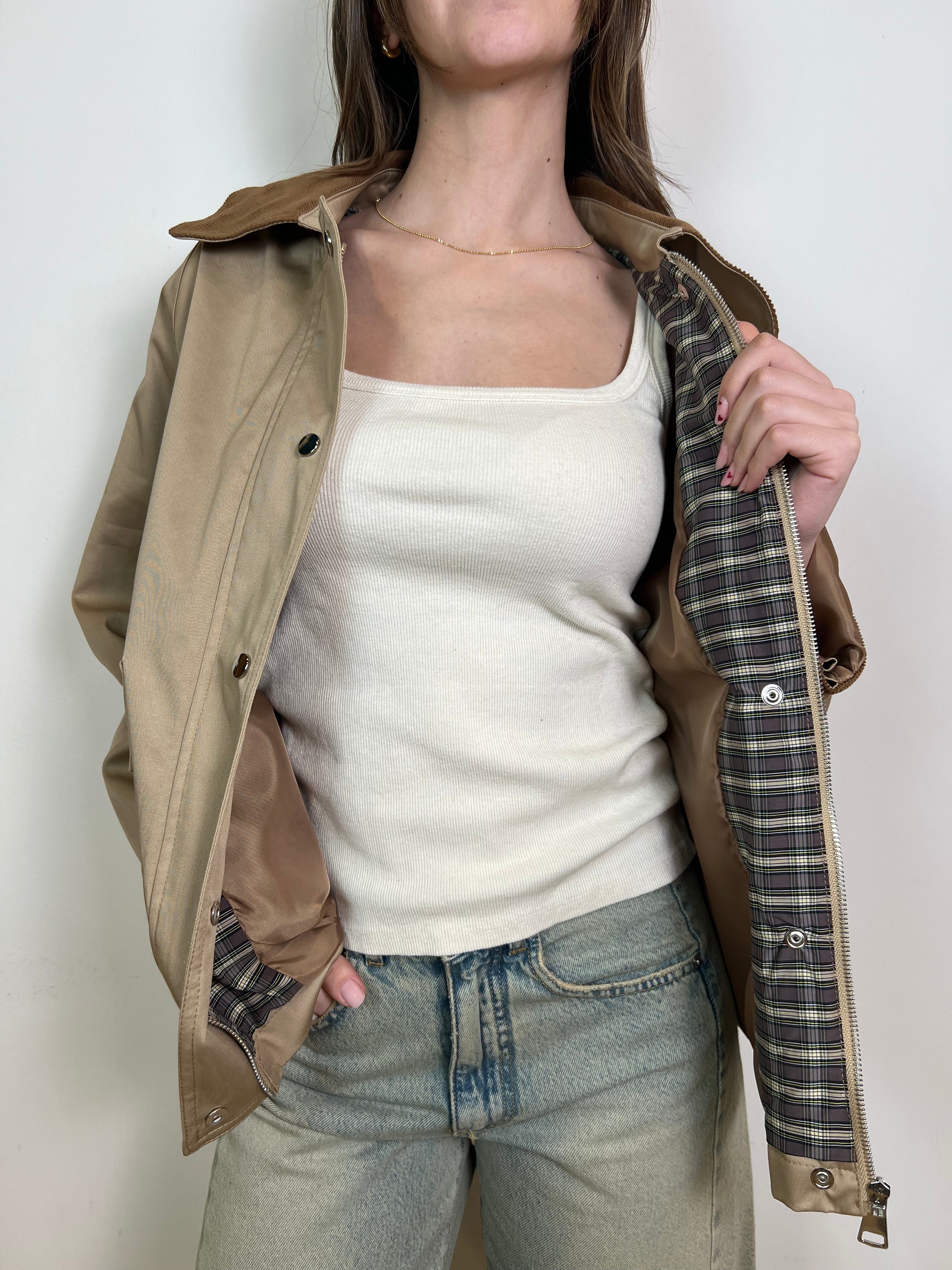 Giacca cotone colletto camoscio - Haveone