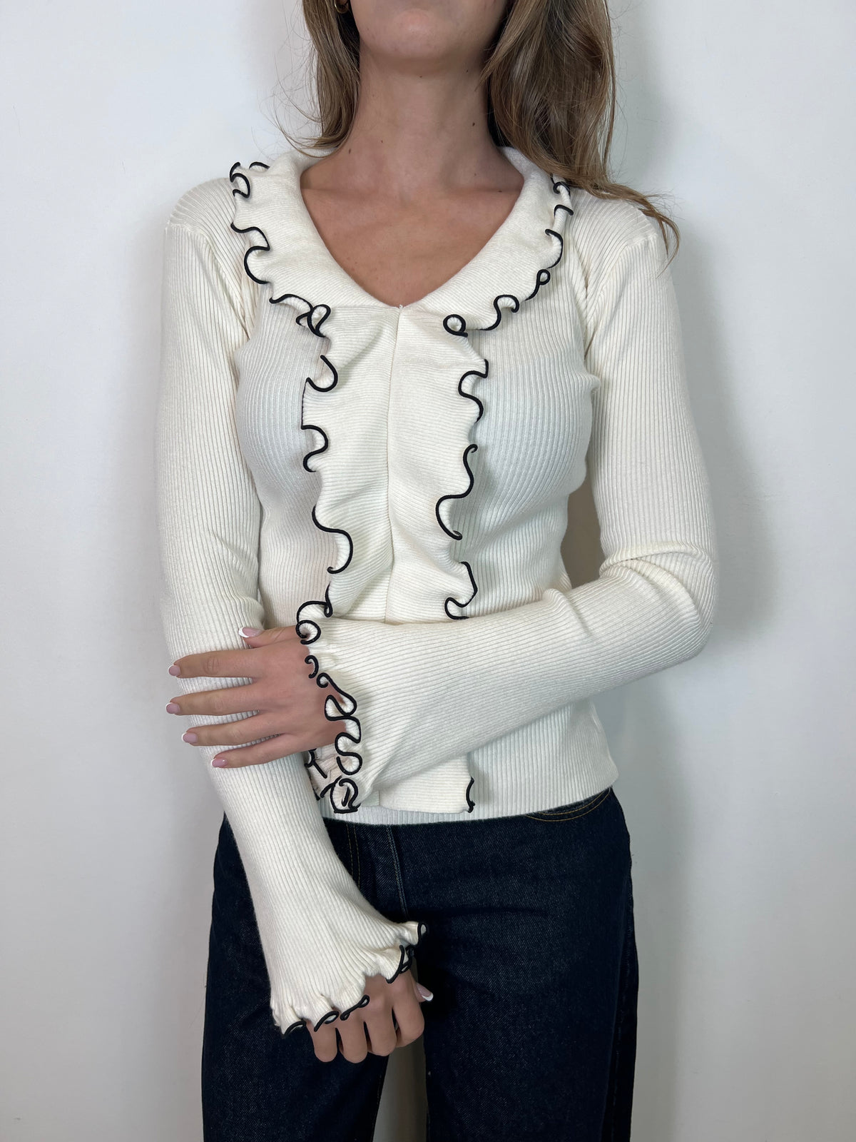 Maglia scollo v rouches - Haveone