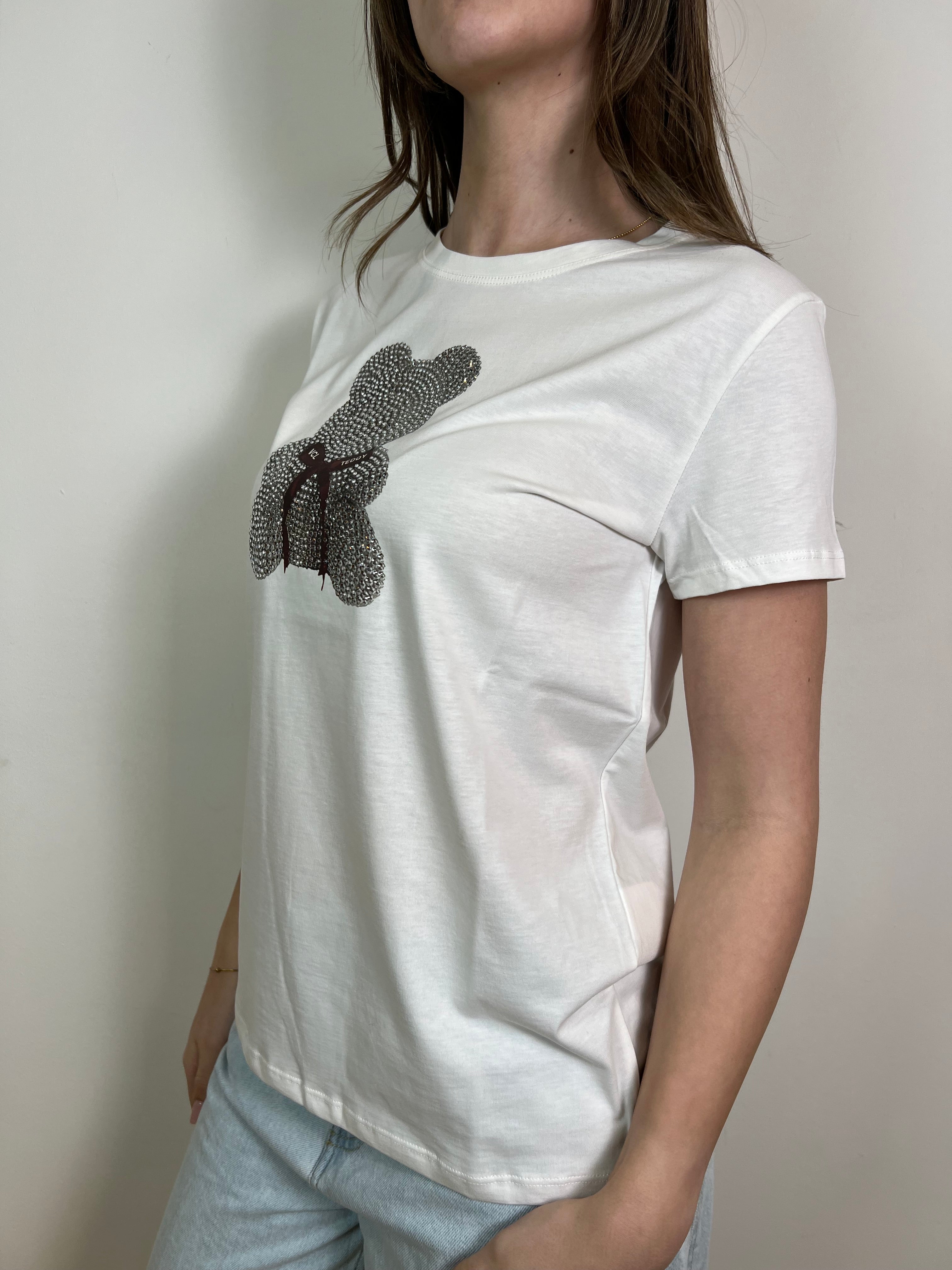 T-shirt orsetto strass e fiocco - Vicolo