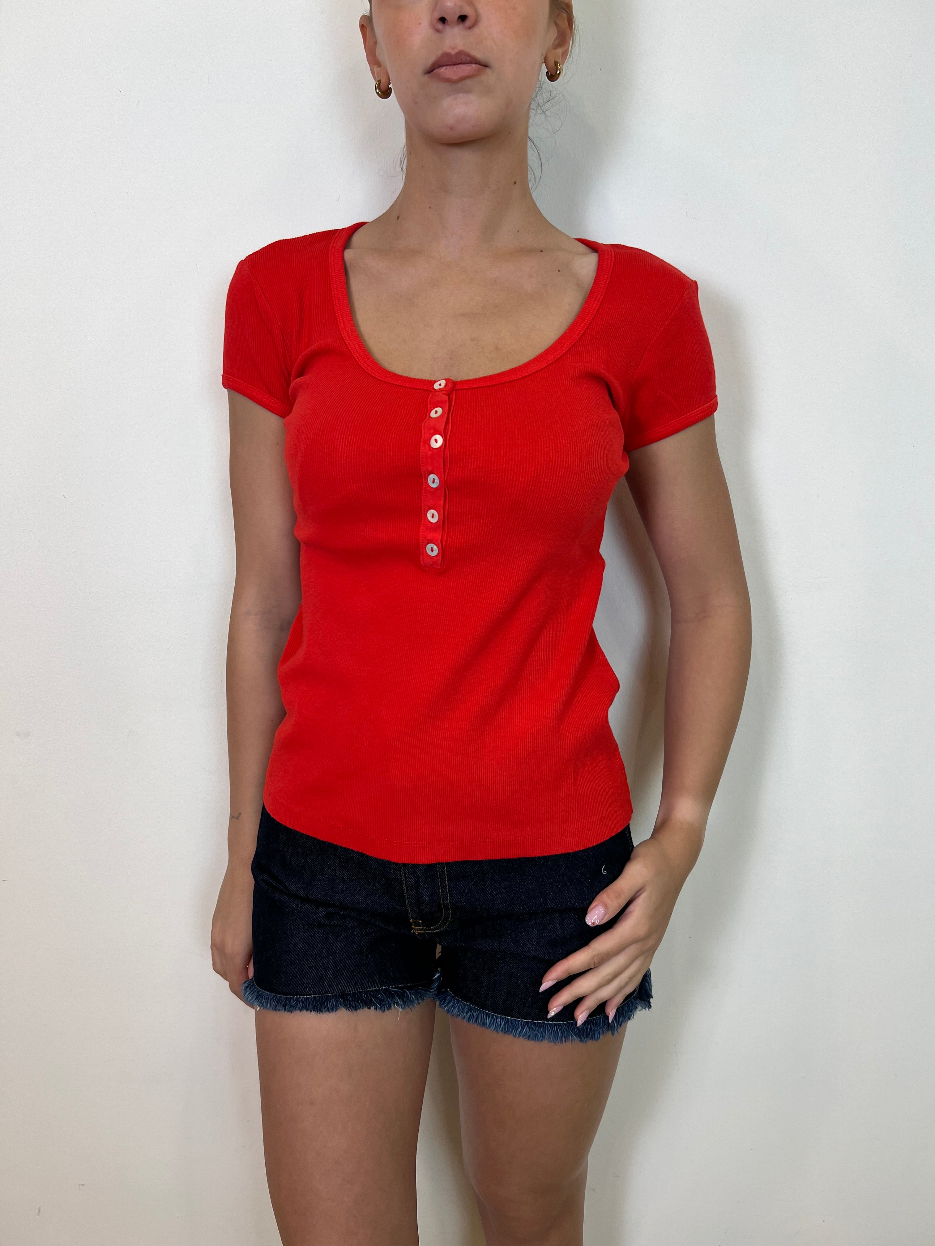 T-shirt costina serafino scollata - Tensione In