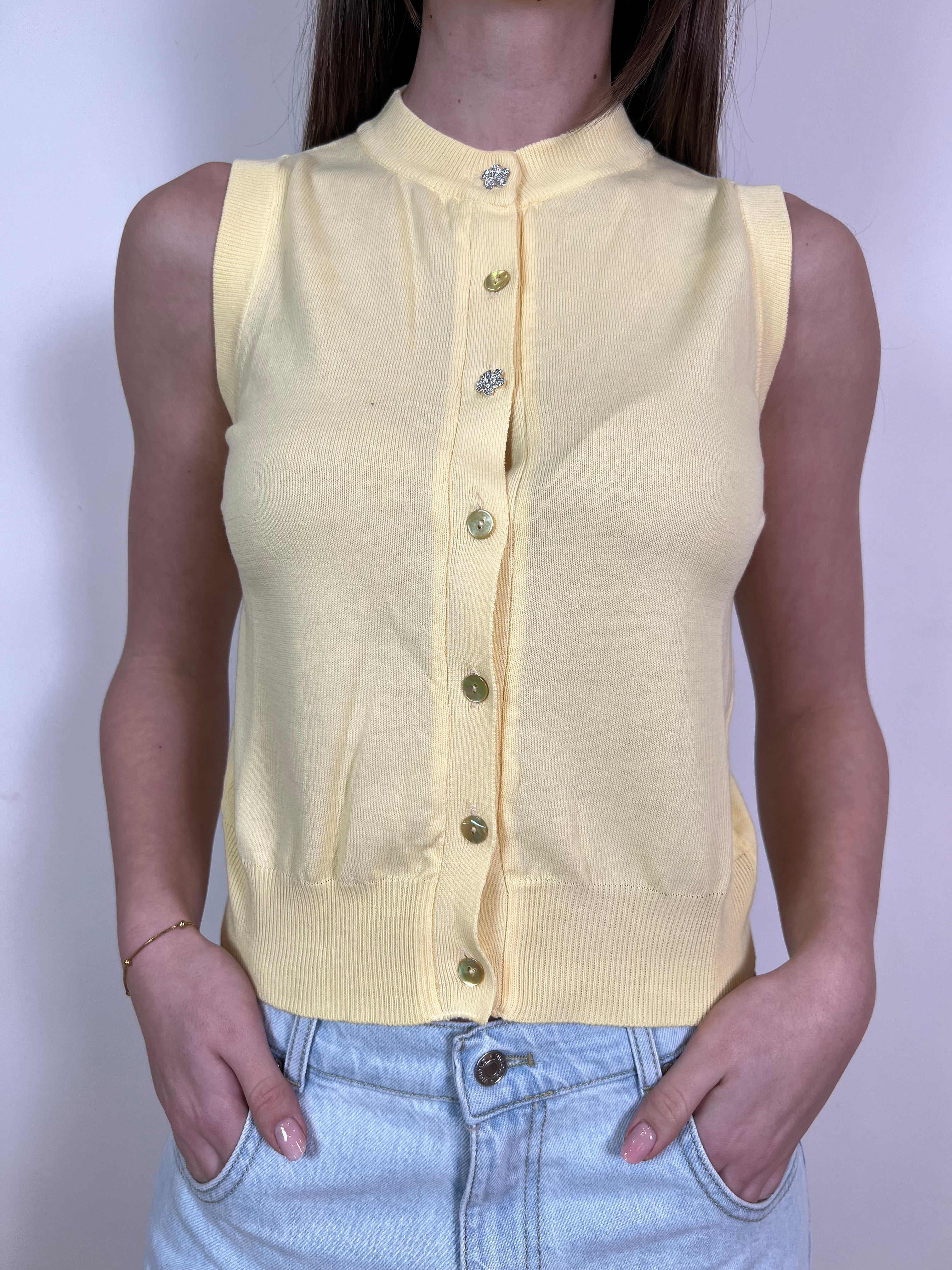 Gilet girocollo bottoncini gioiello - Vicolo