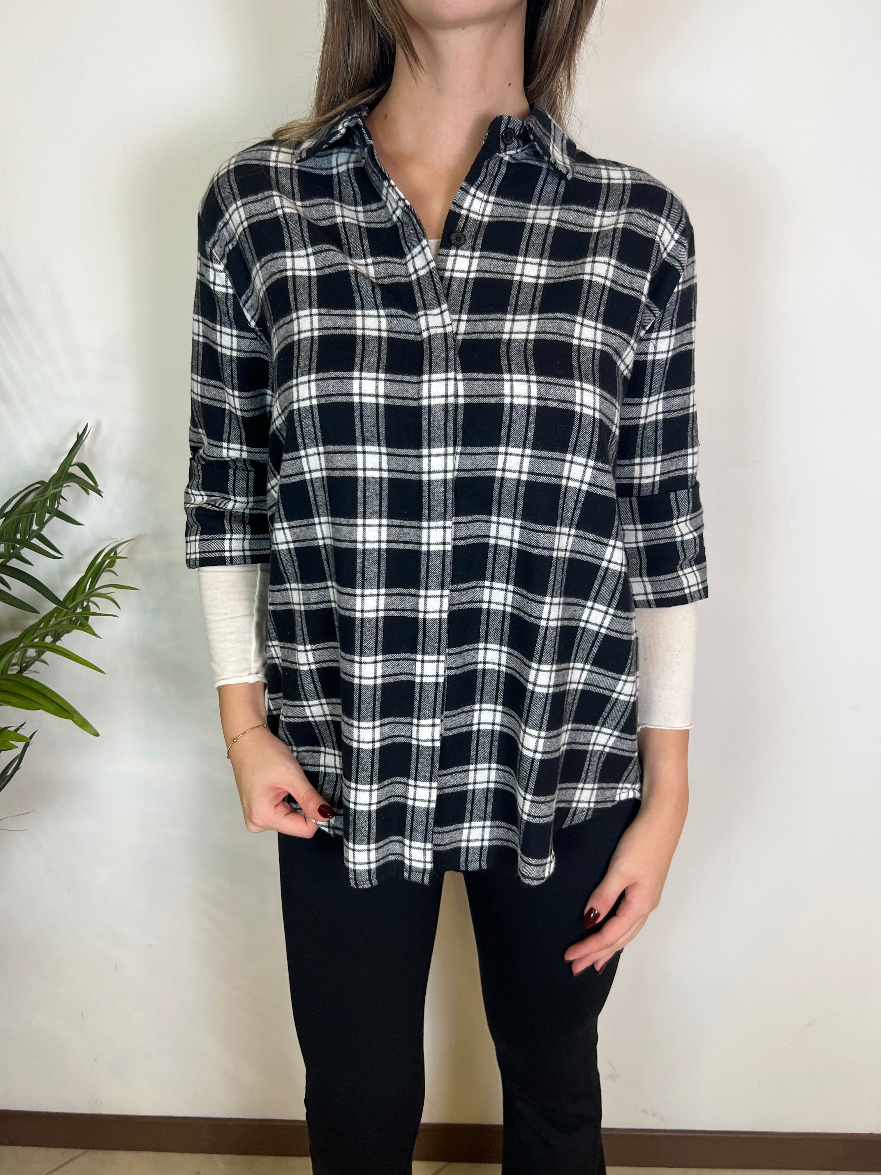 Camicia check bianca e nera - Haveone