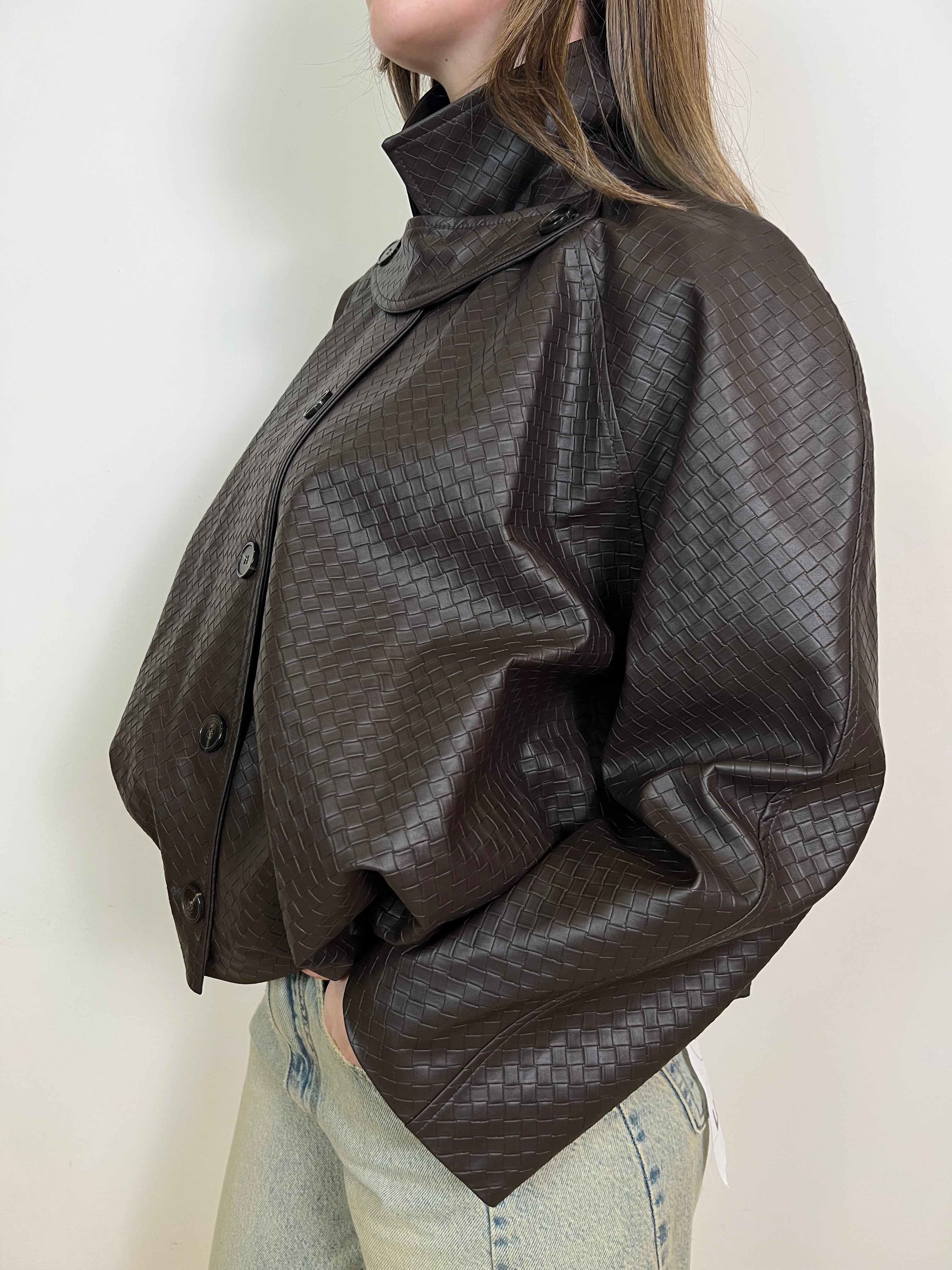Bomber ecopelle intrecciata - Tensione In