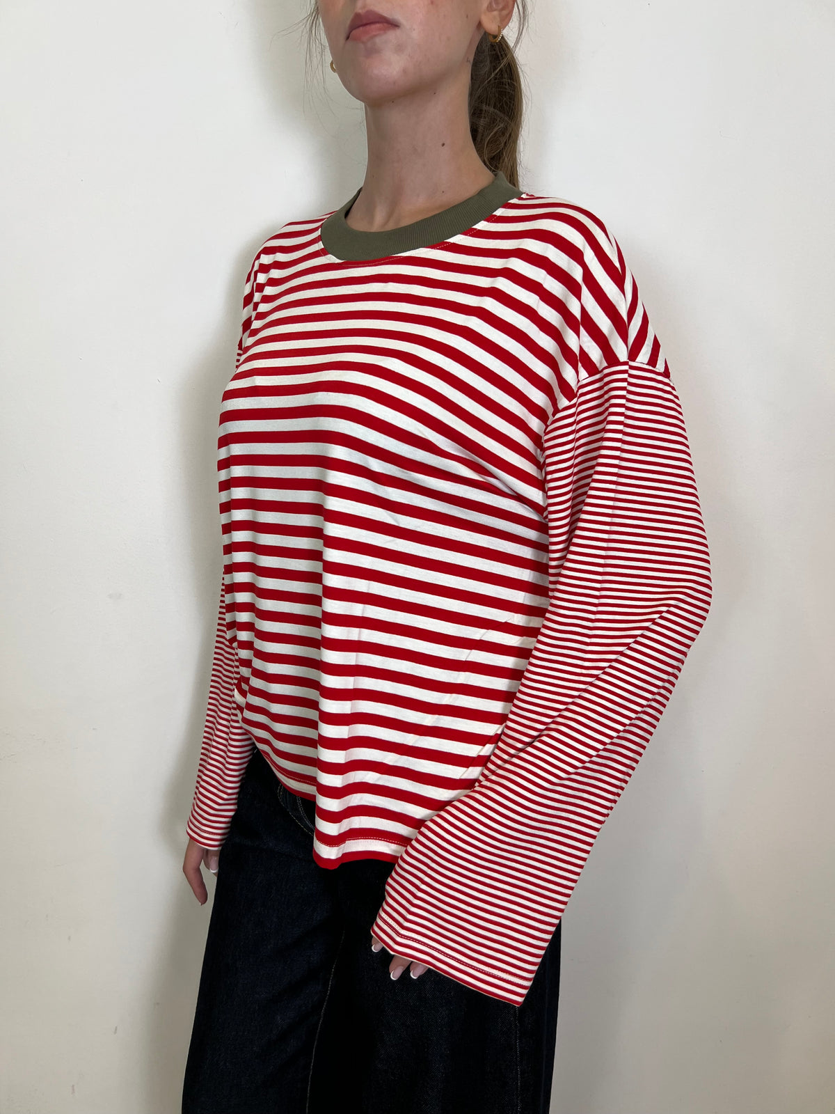 T-shirt righe collo contrasto - Haveone