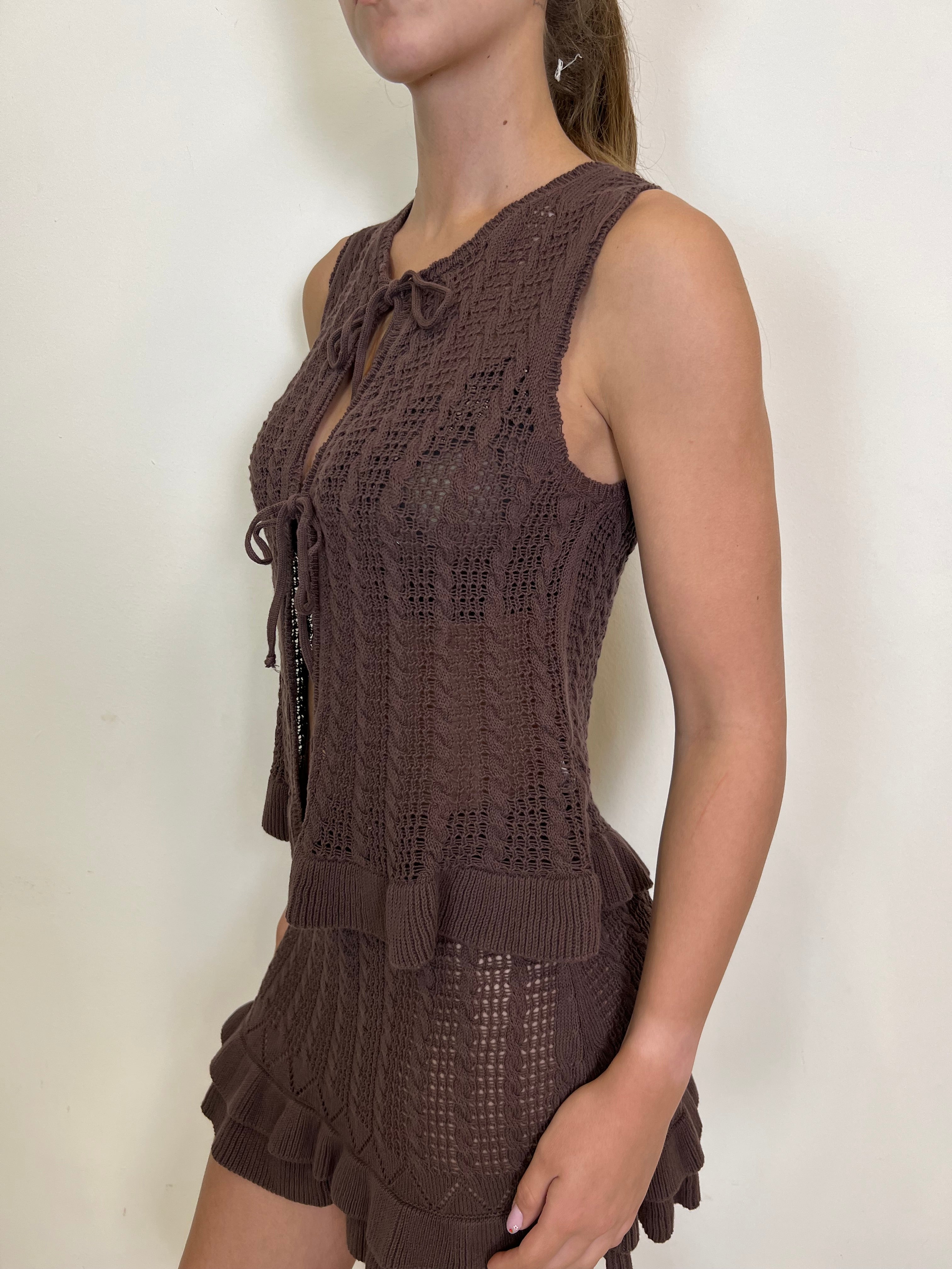 Gilet crochet moro laccetti - Vicolo