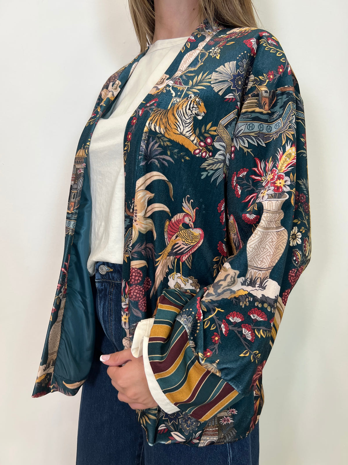 Kimono ciniglia “Nomad” verde - Haveone