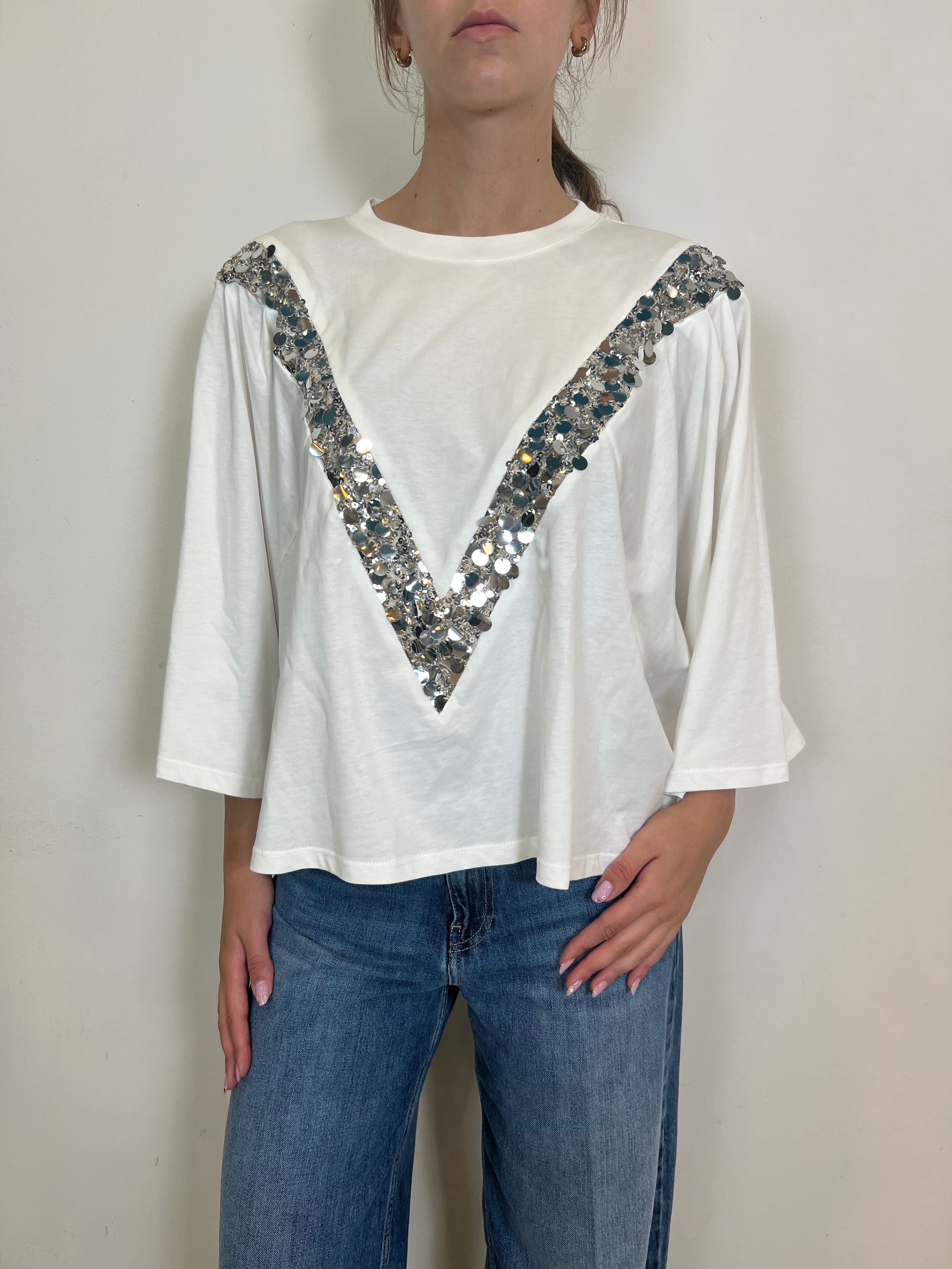 T-shirt inserto v paillettes - Tensione In