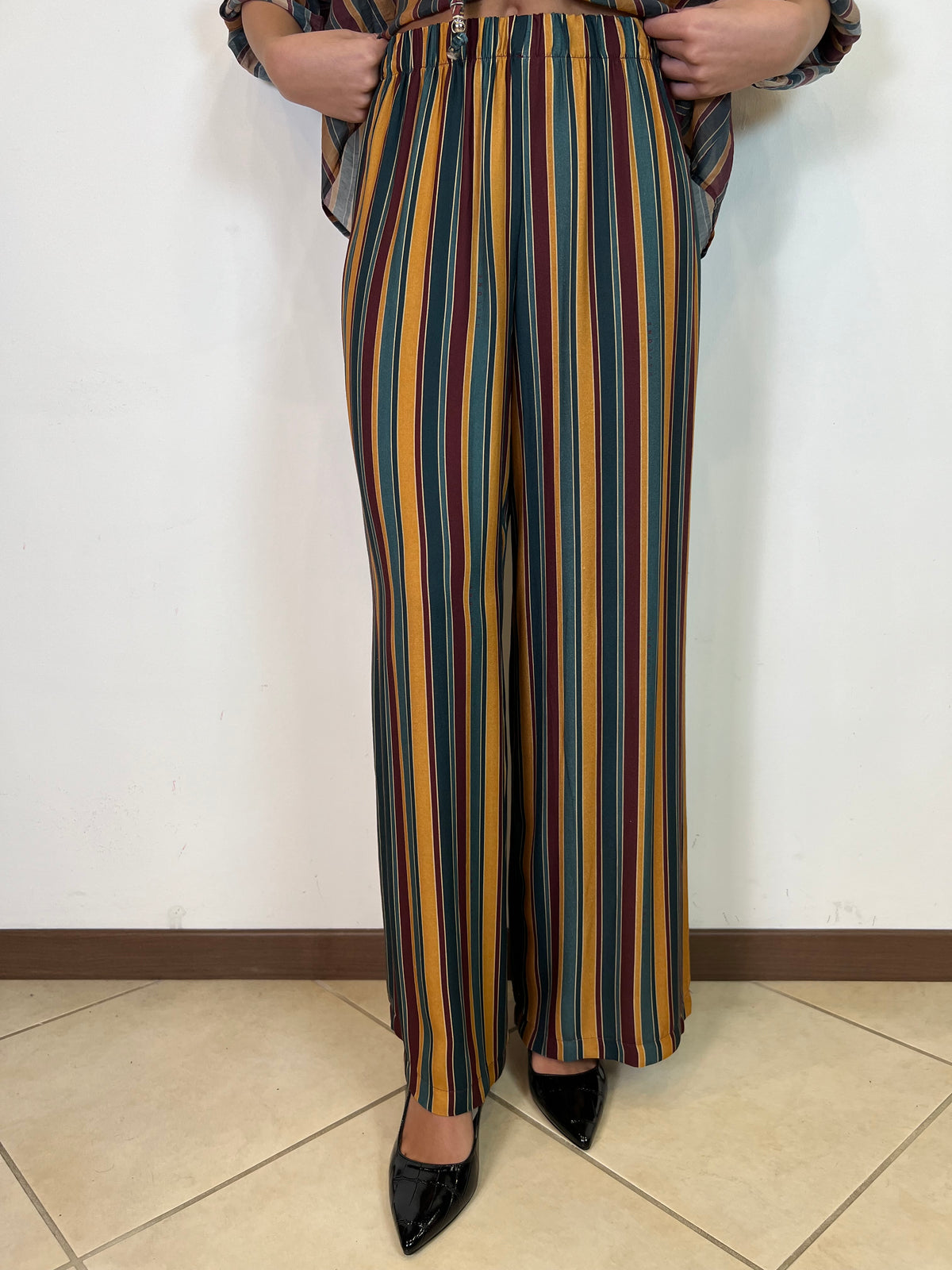 Pantalone righe "Nomad" verde - Haveone