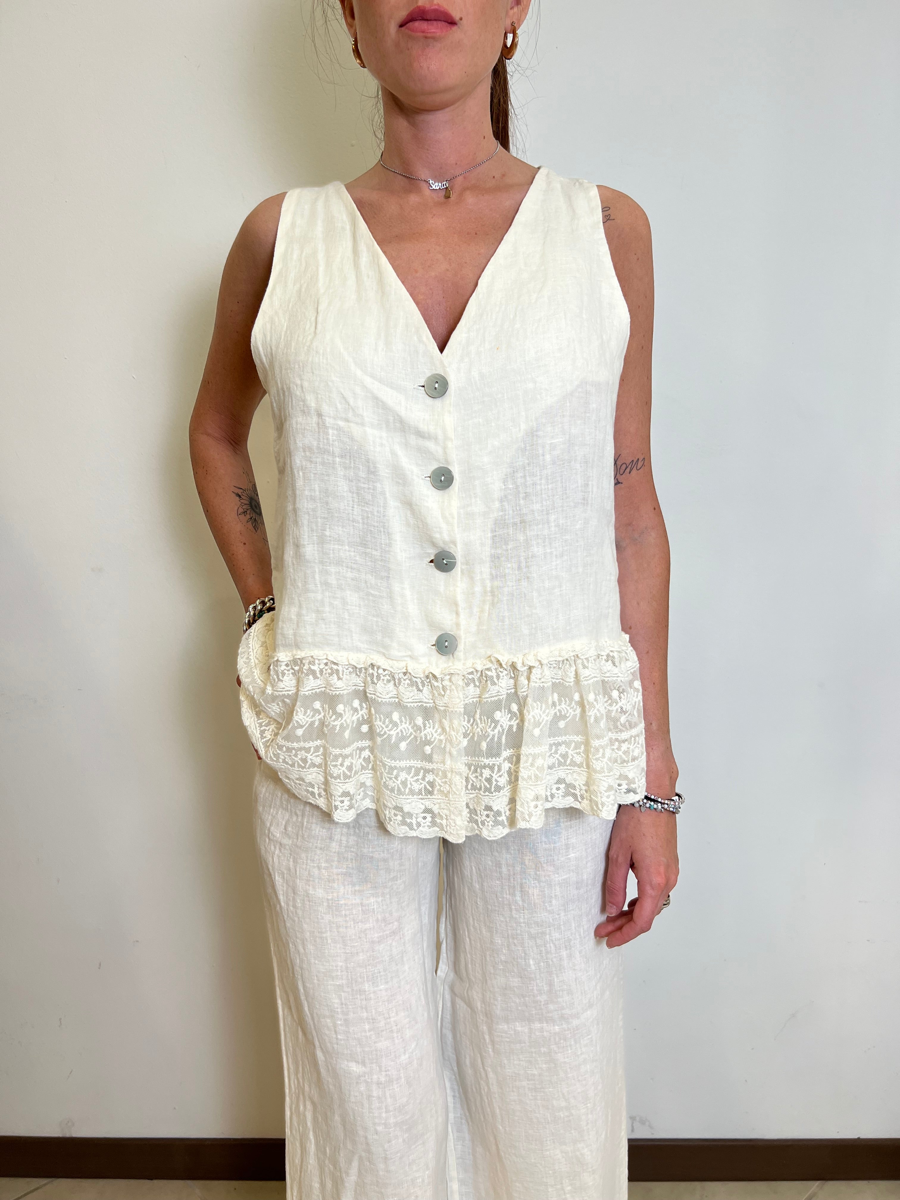 Gilet lino balza pizzo - Haveone