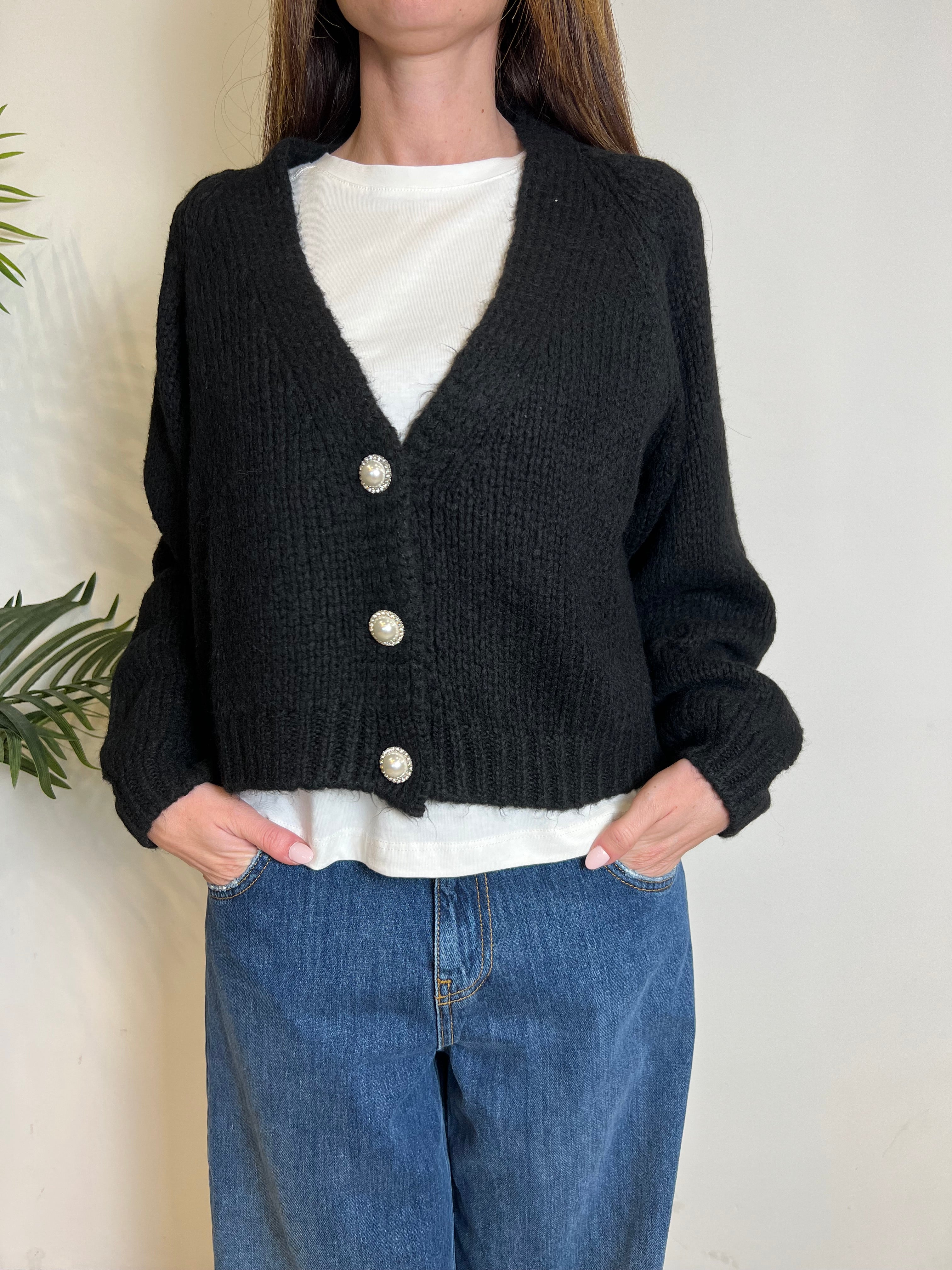 Cardigan bottone gioiello - Haveone