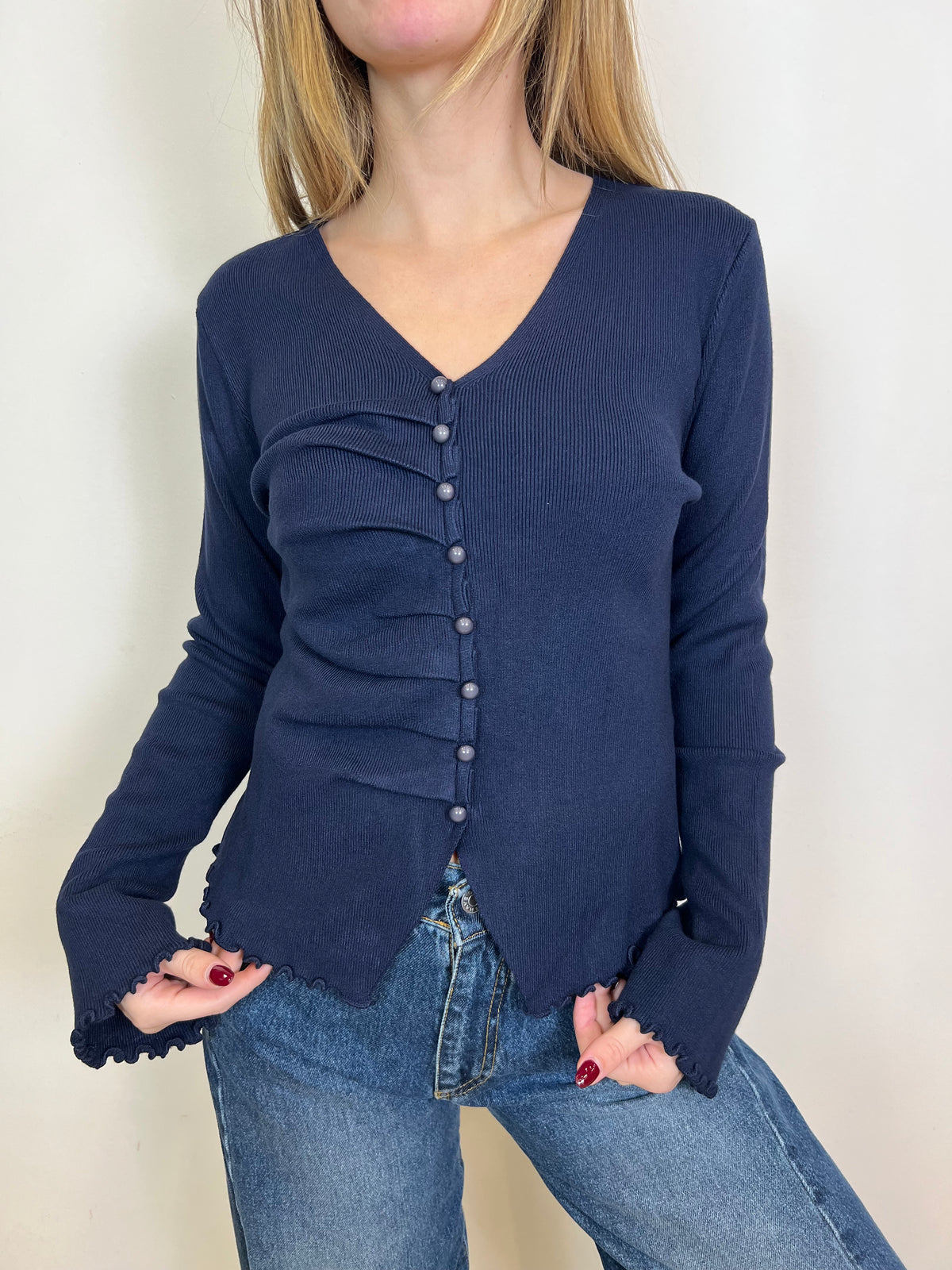 Maglia cardigan bottoncini scollo v - Haveone