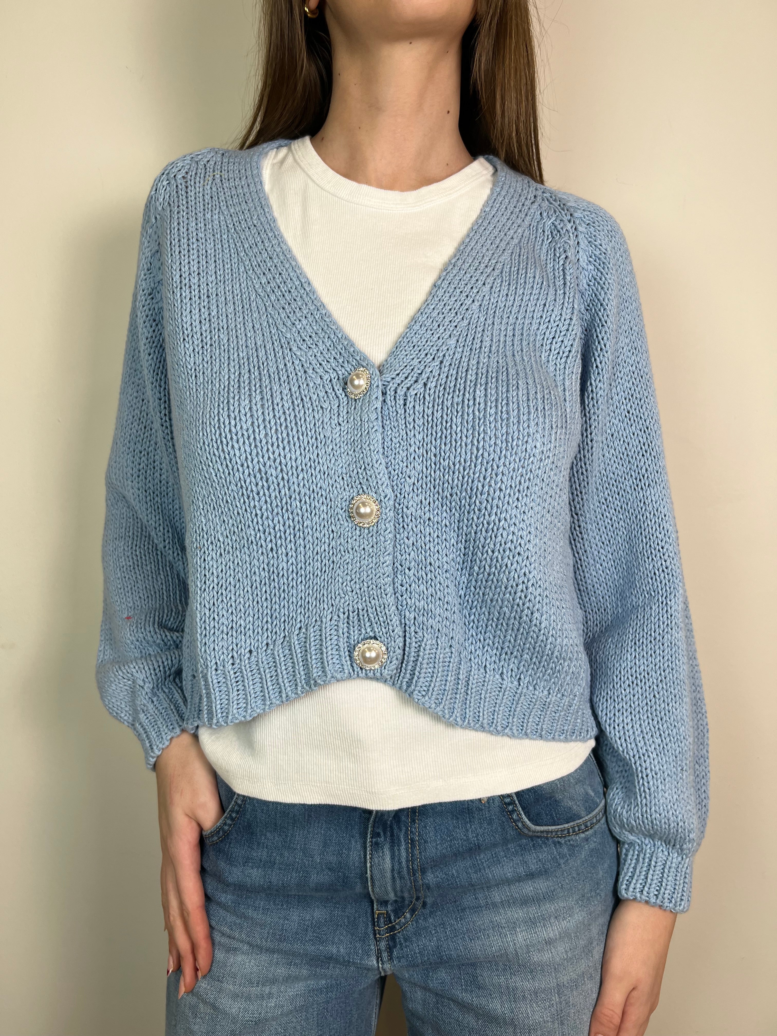 Cardigan bottone gioiello - Haveone