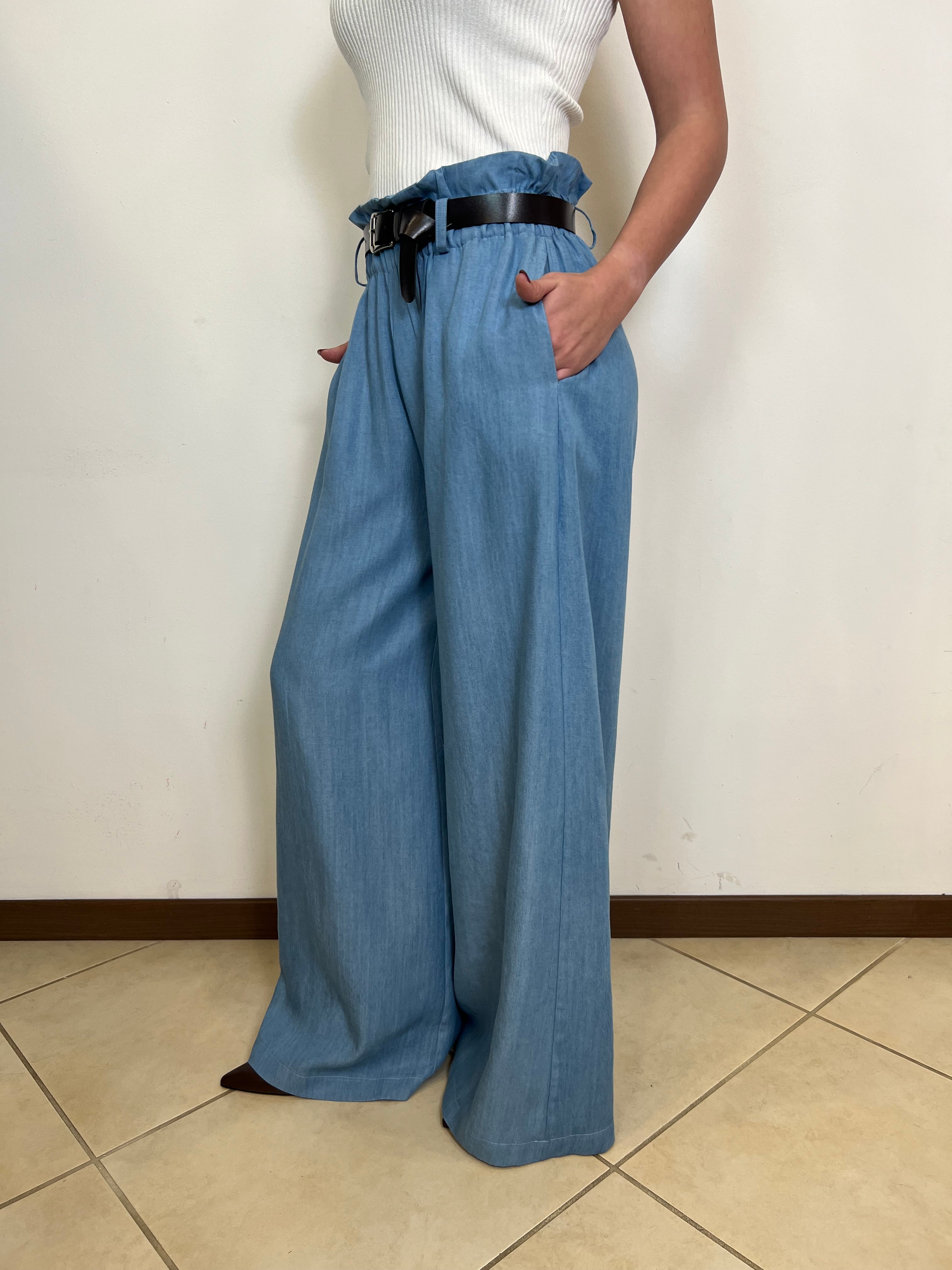 Pantalone largo chambray - Haveone