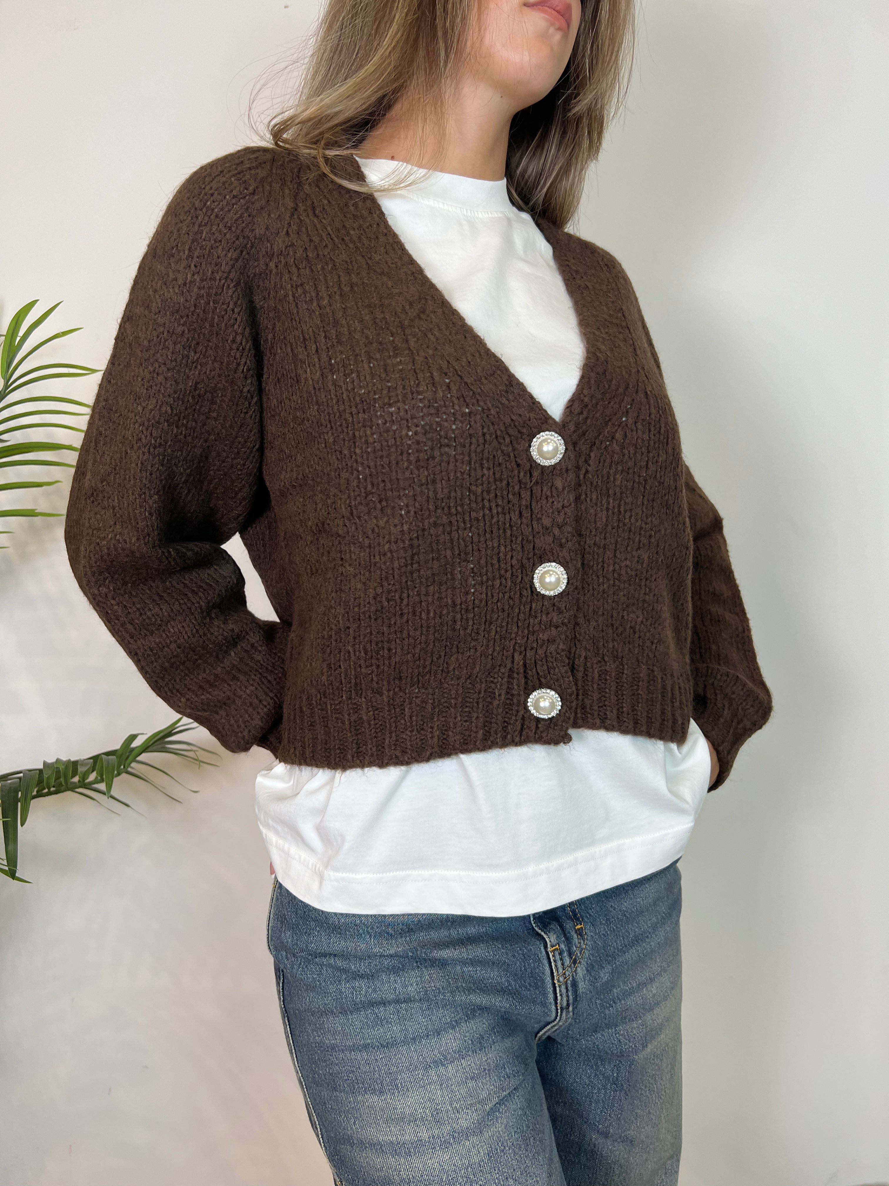 Cardigan bottone gioiello - Haveone